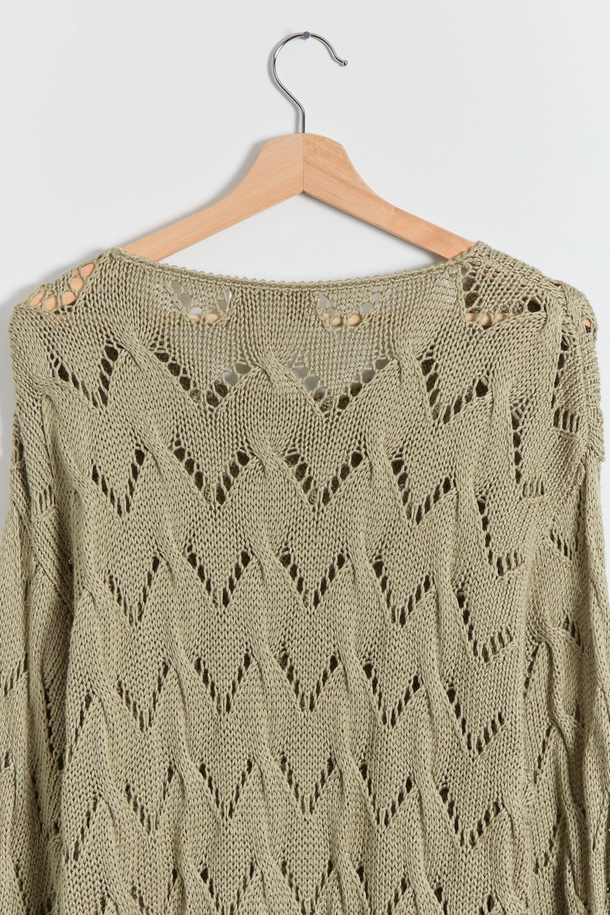 90s Sage Diamond Pointelle Tunic Sweater XL