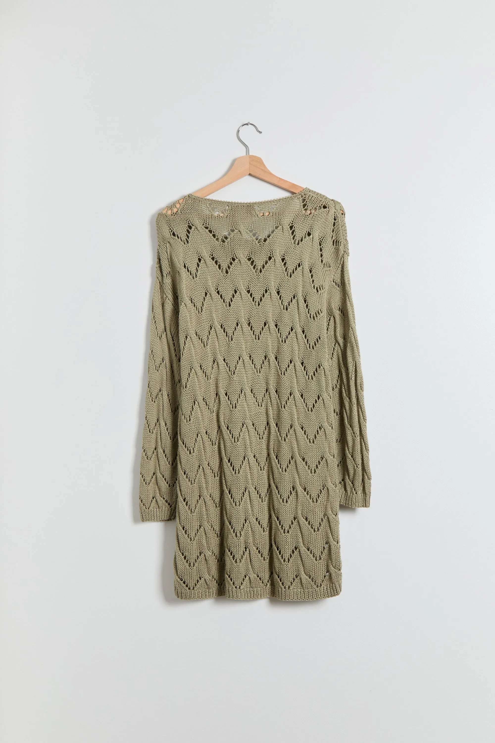 90s Sage Diamond Pointelle Tunic Sweater XL