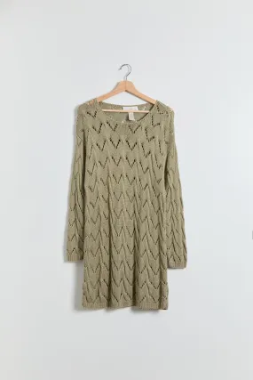 90s Sage Diamond Pointelle Tunic Sweater XL