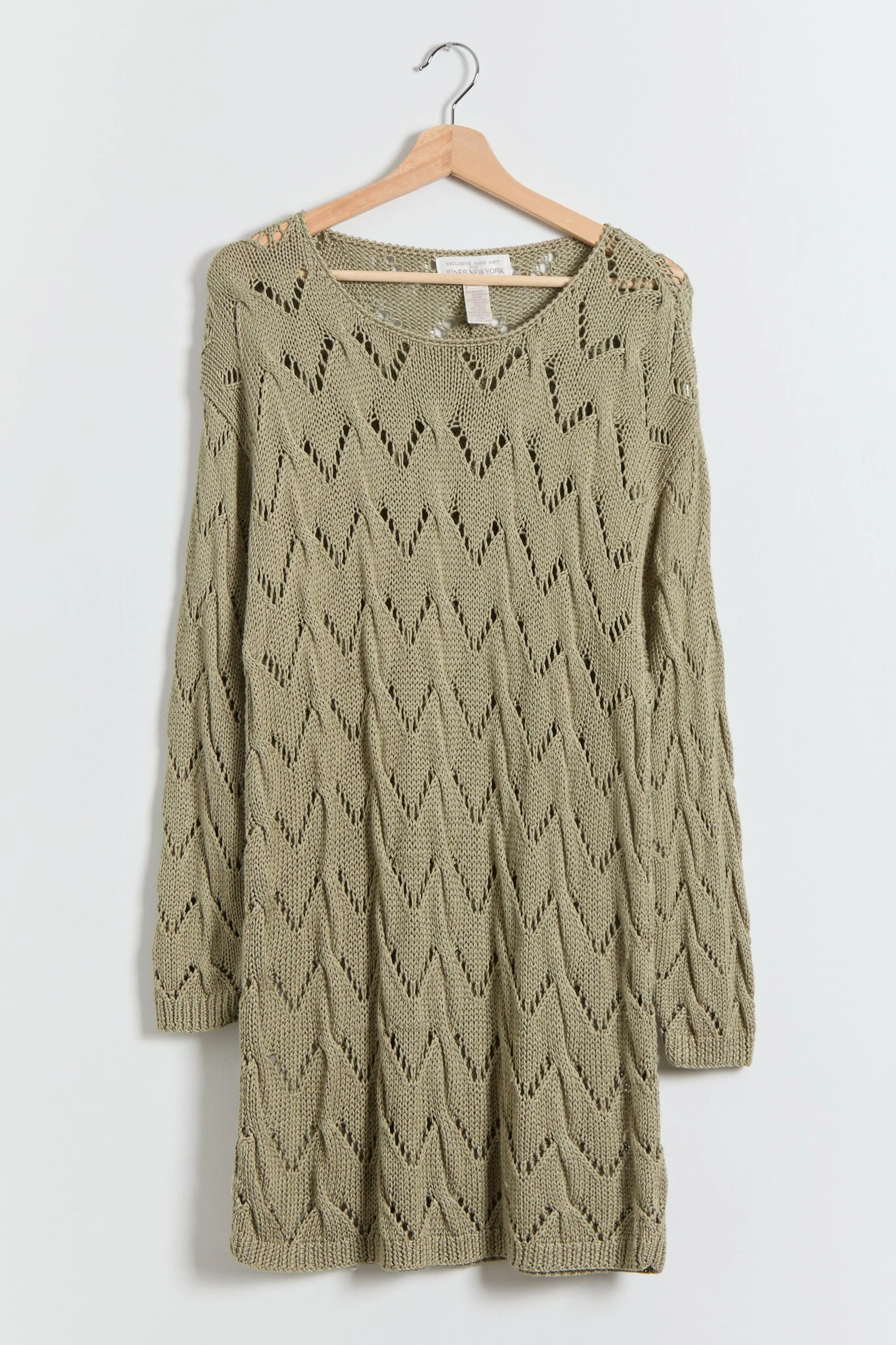 90s Sage Diamond Pointelle Tunic Sweater XL