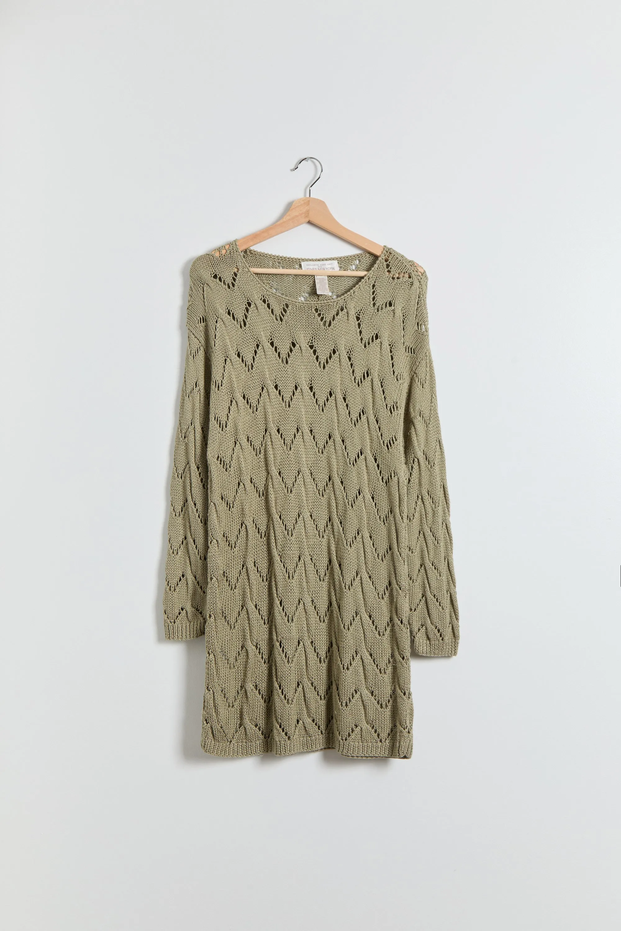 90s Sage Diamond Pointelle Tunic Sweater XL