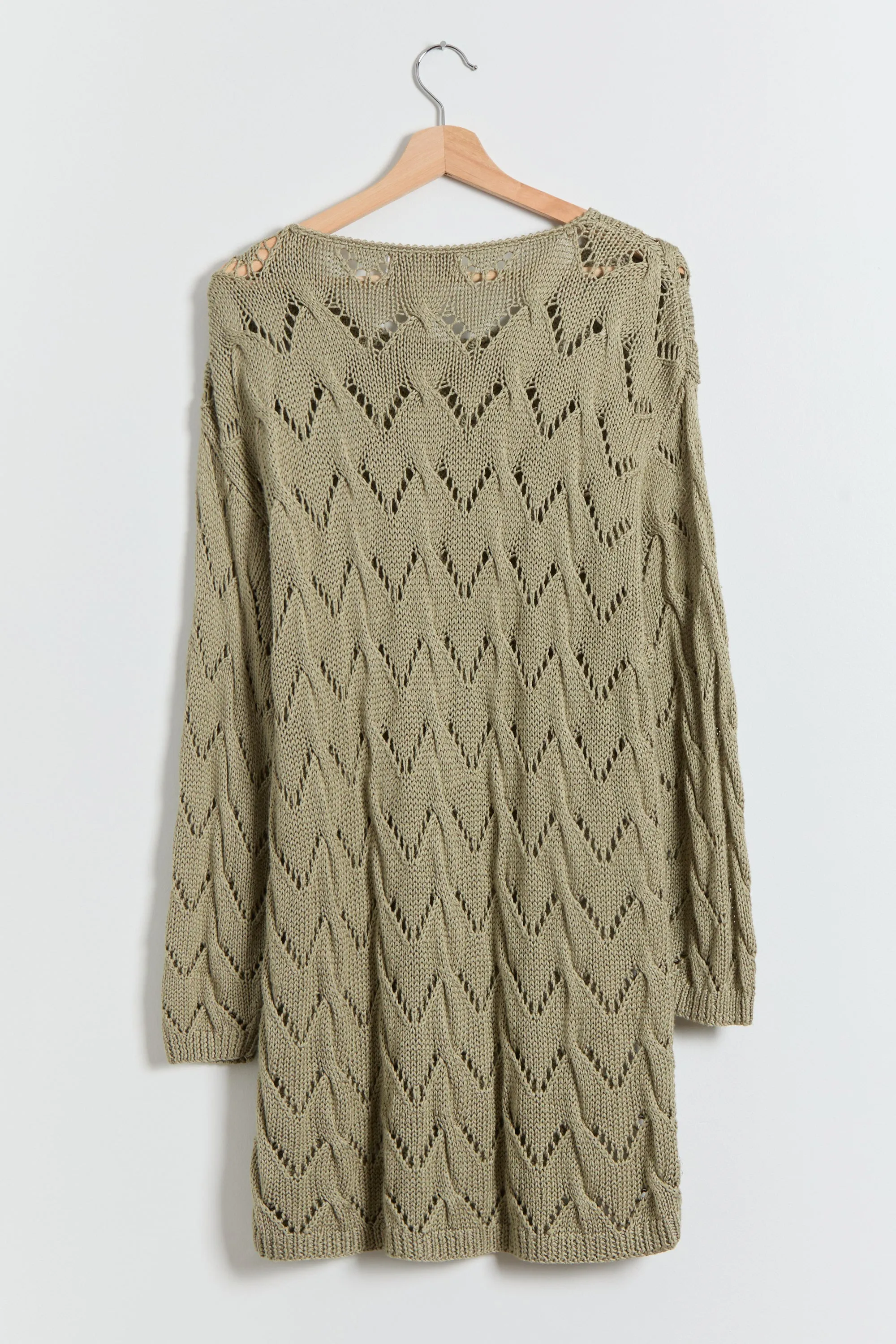 90s Sage Diamond Pointelle Tunic Sweater XL