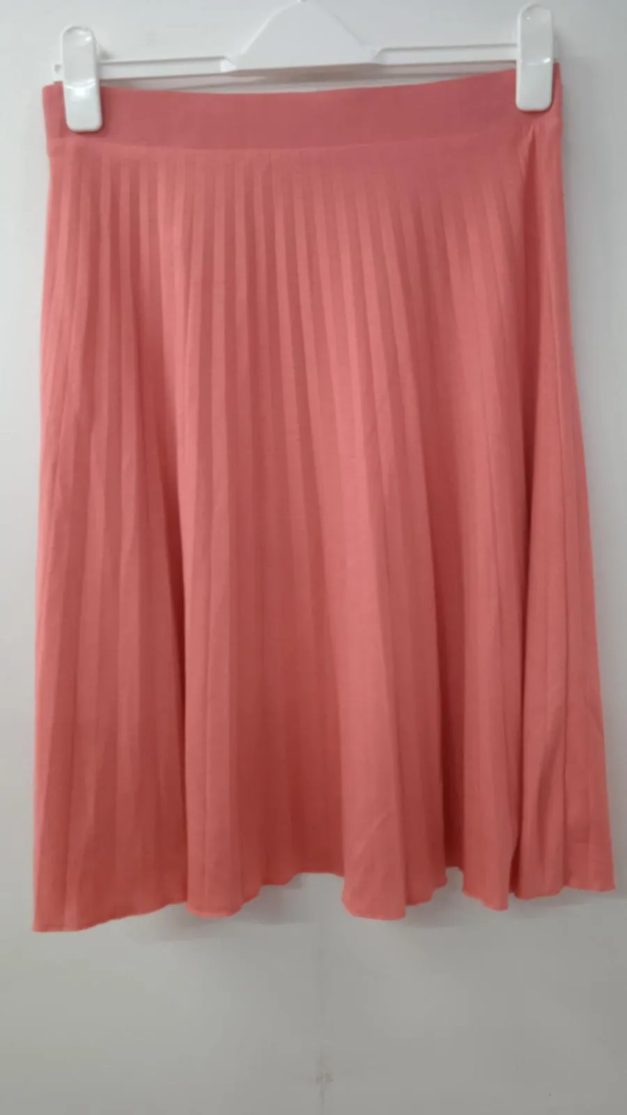 ANN TAYLOR Ladies Pink Side Zip Knee Length Stretch Pleated Skirt Size US4 UK8