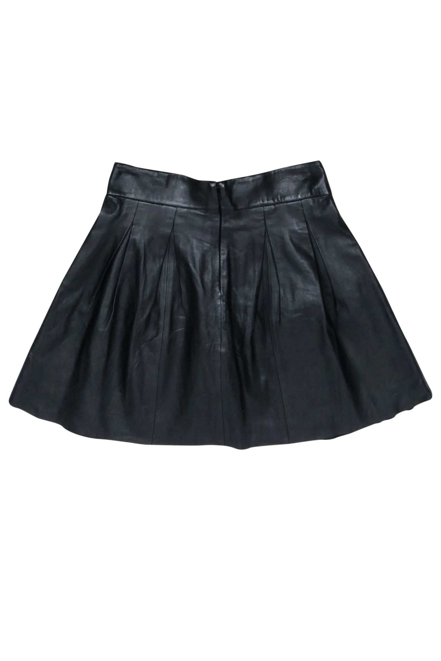 Banana Republic - Black Leather Pleated Mini Skirt Sz 0