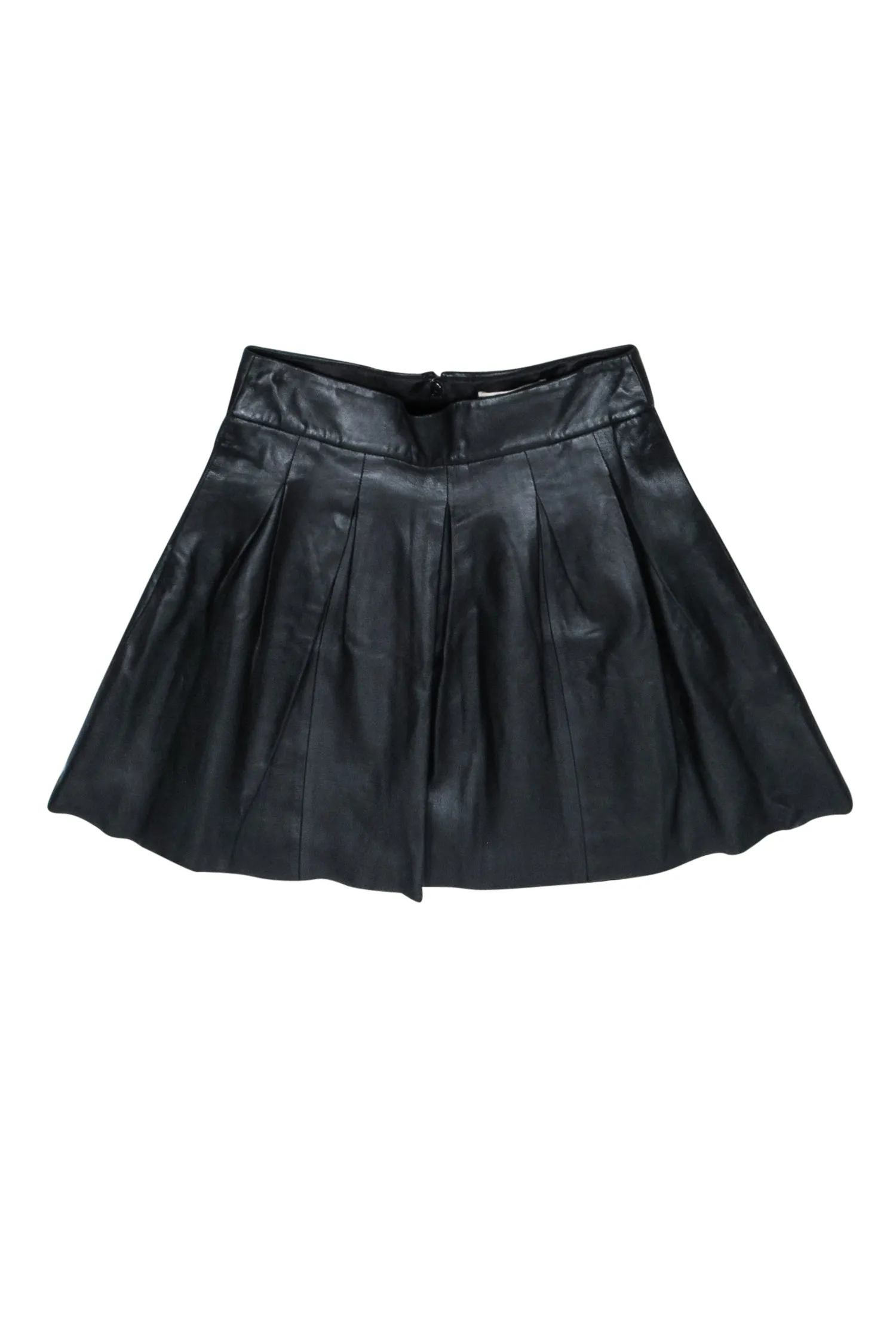 Banana Republic - Black Leather Pleated Mini Skirt Sz 0