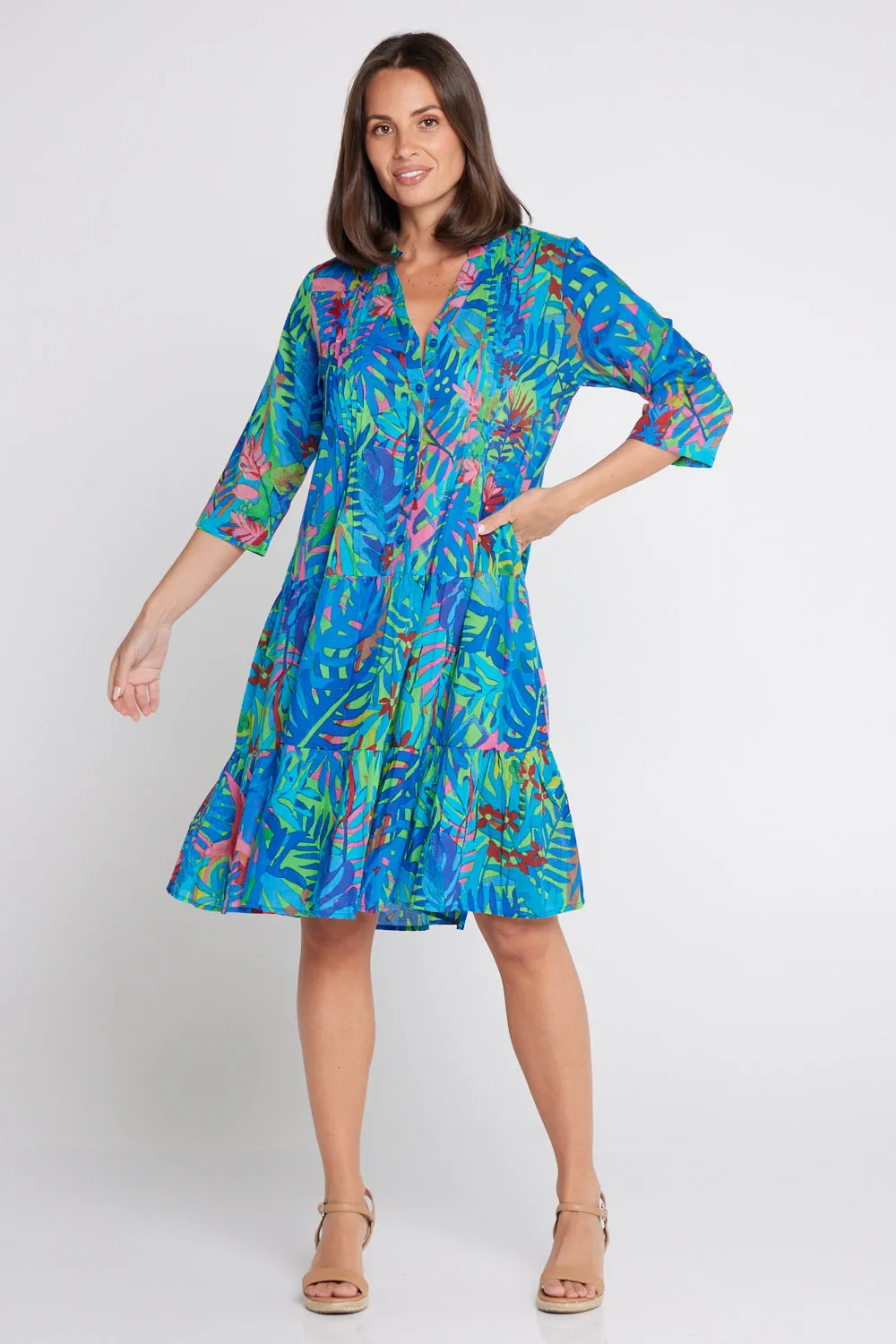 Beth Pleated Drop Waist Dress - Rio Jungle