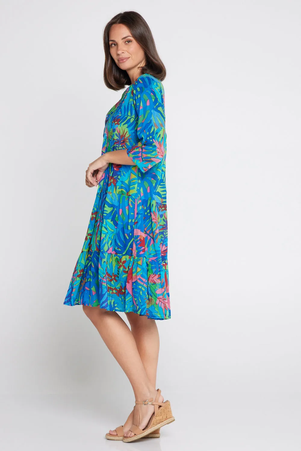Beth Pleated Drop Waist Dress - Rio Jungle