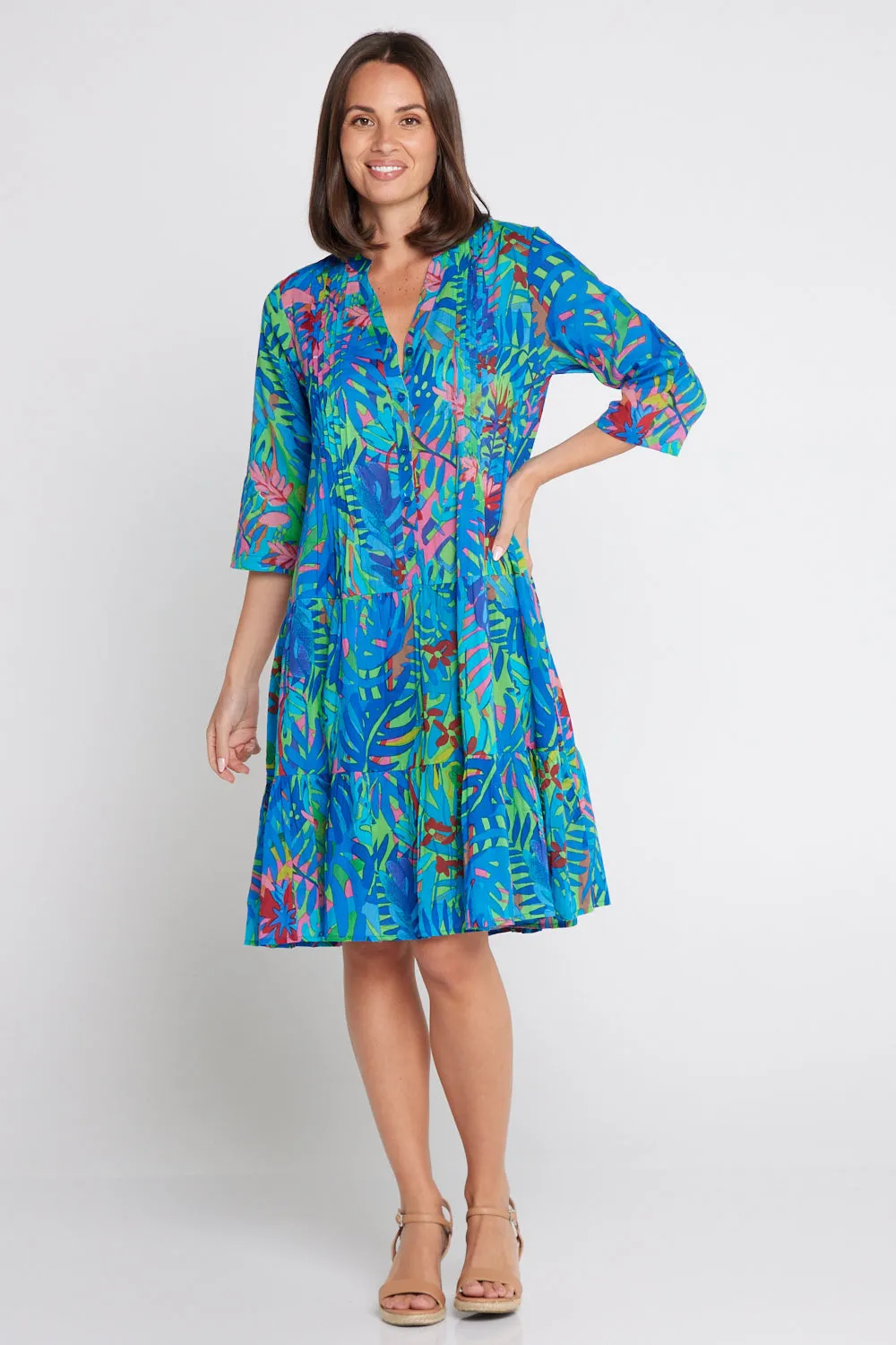 Beth Pleated Drop Waist Dress - Rio Jungle