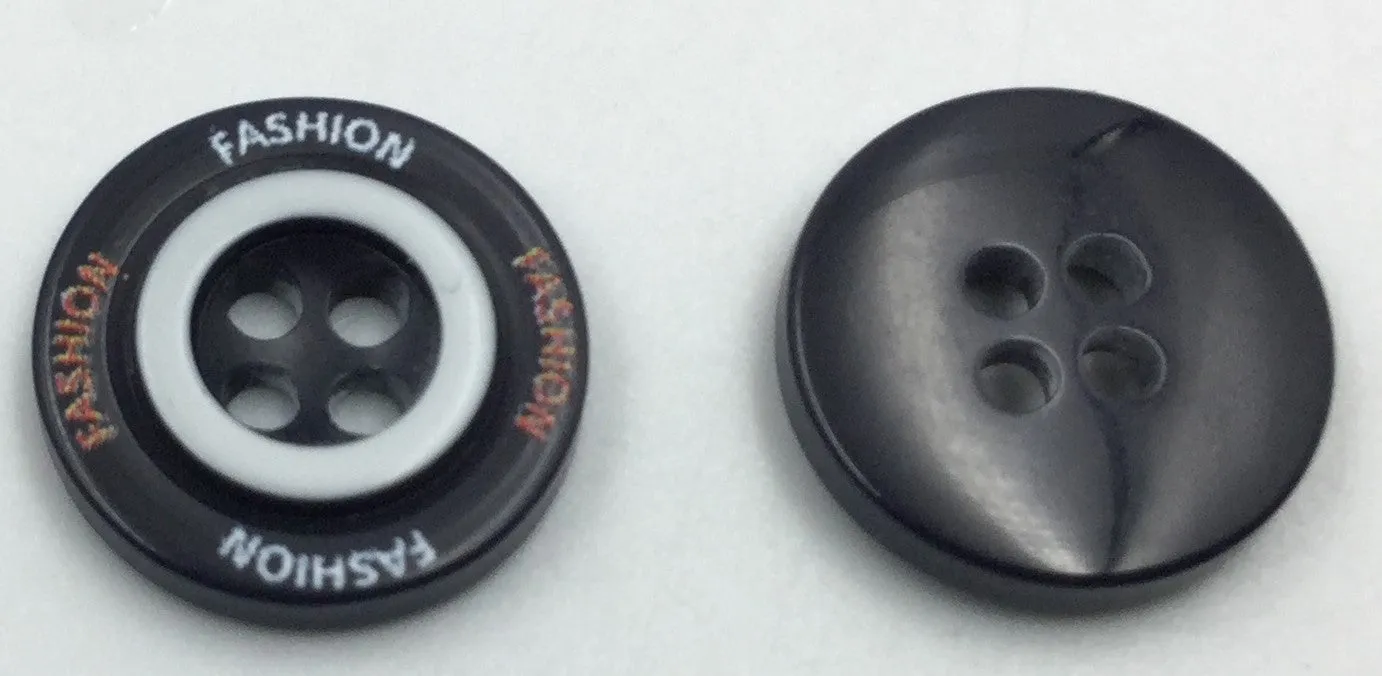Black Circular 4 Hole Plastic Buttons