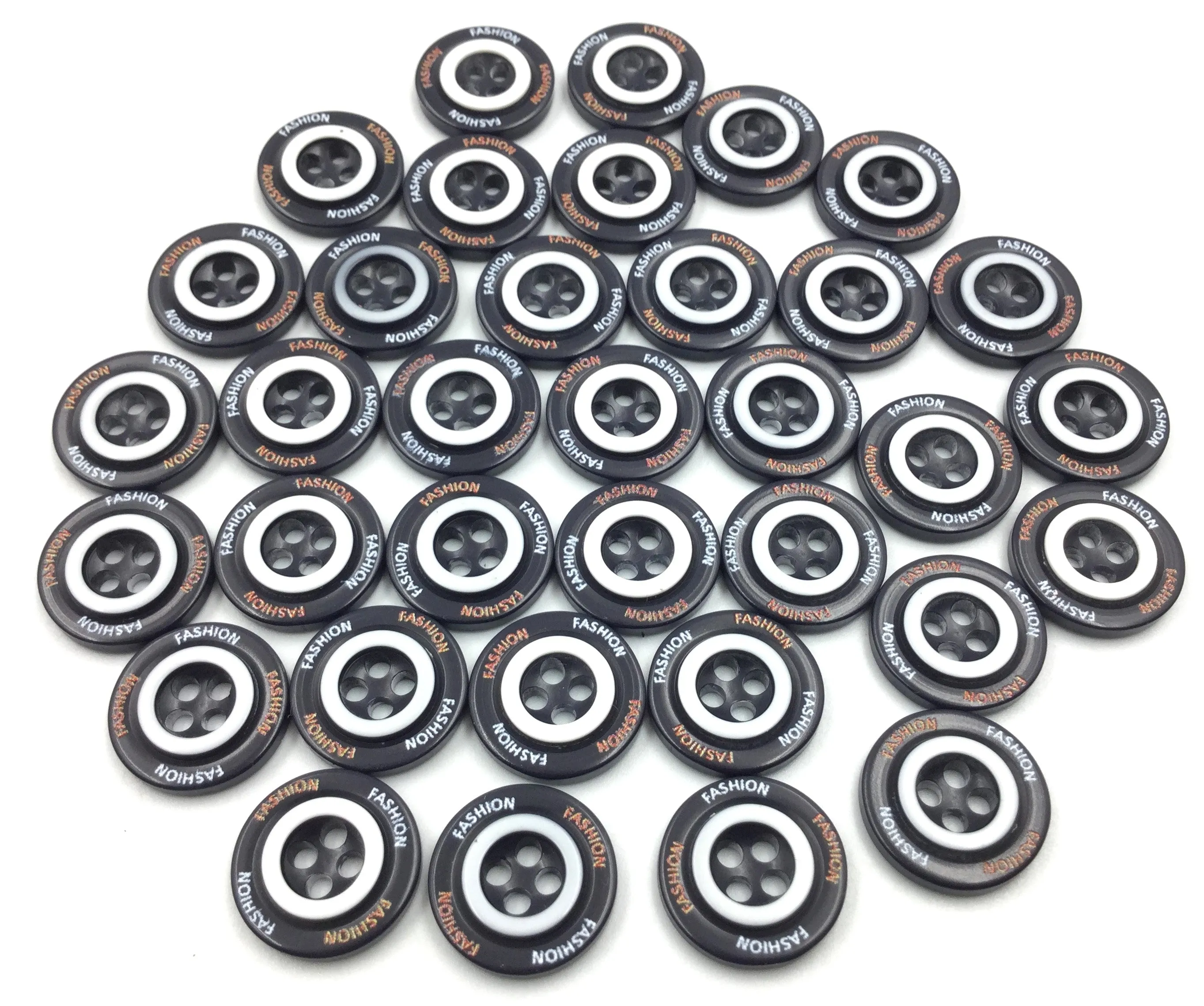 Black Circular 4 Hole Plastic Buttons