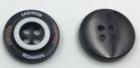 Black Circular 4 Hole Plastic Buttons