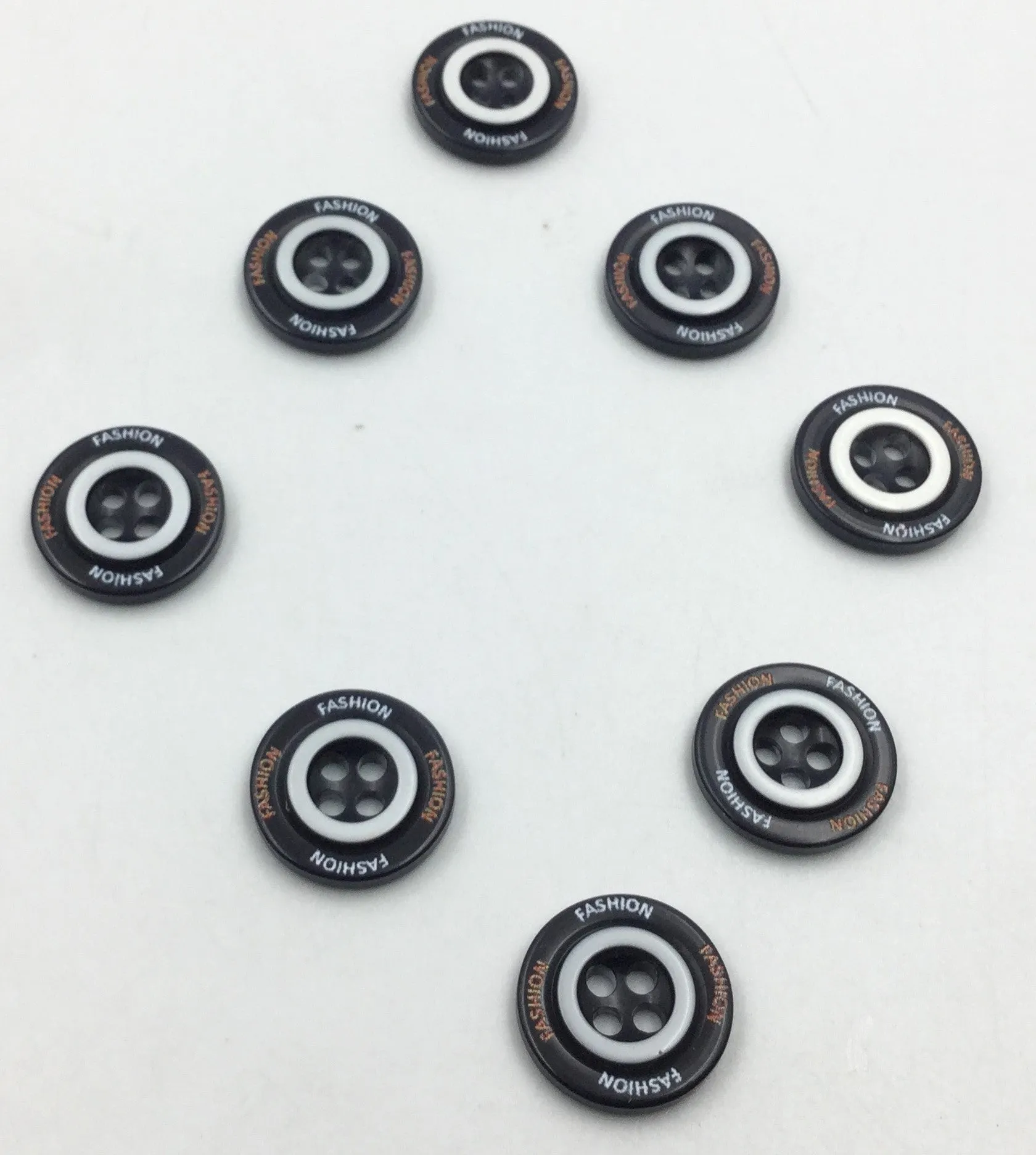 Black Circular 4 Hole Plastic Buttons