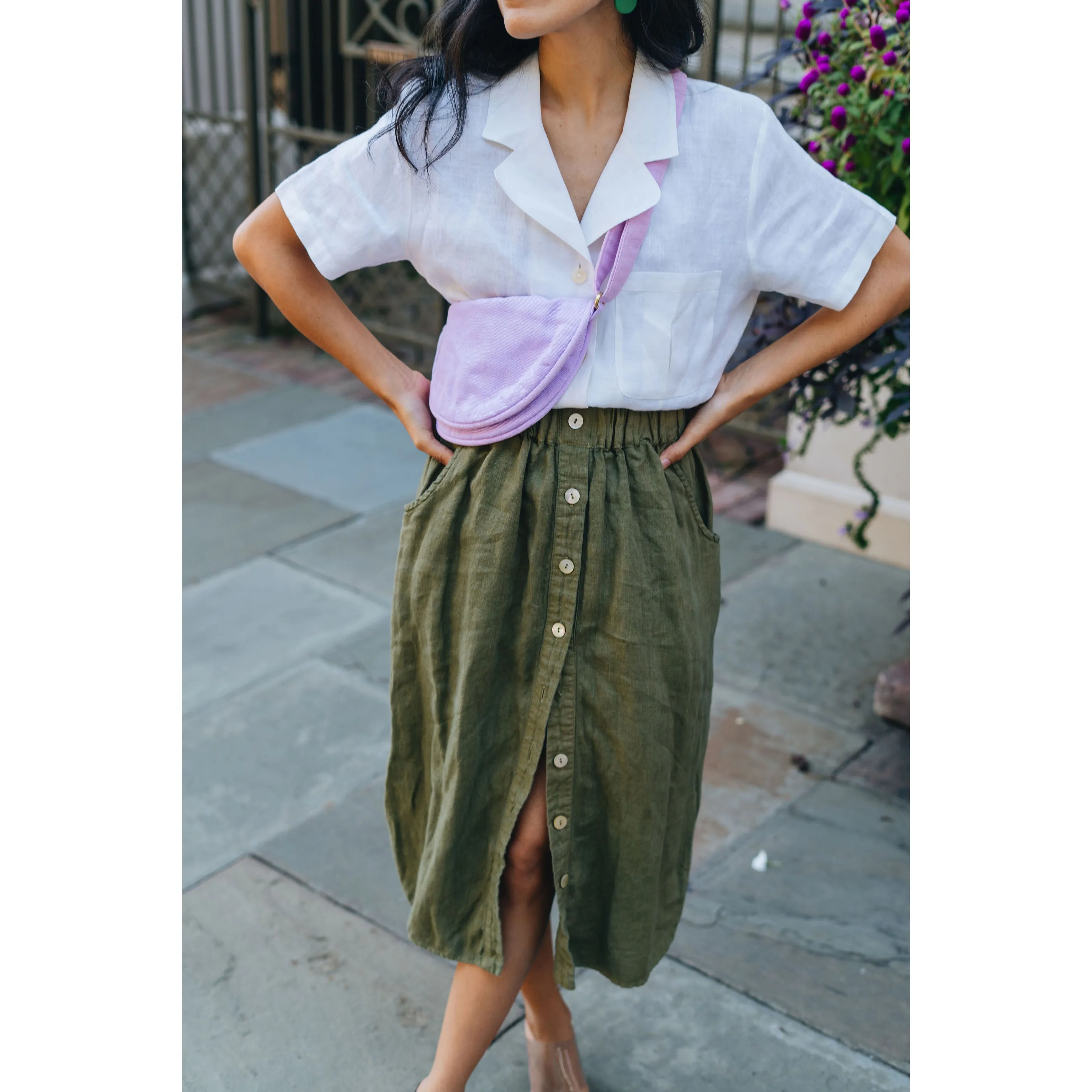 Button Front Skirt