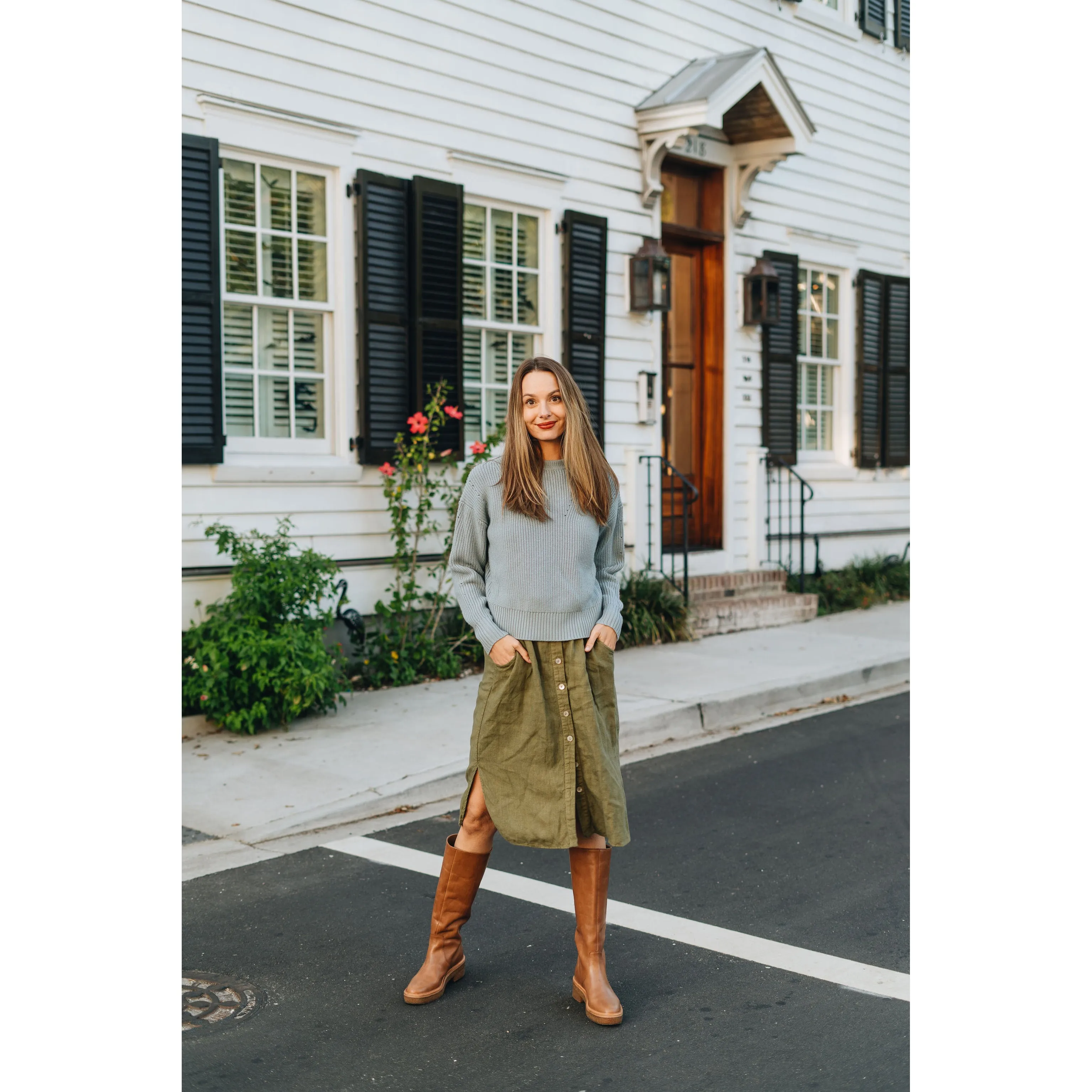 Button Front Skirt