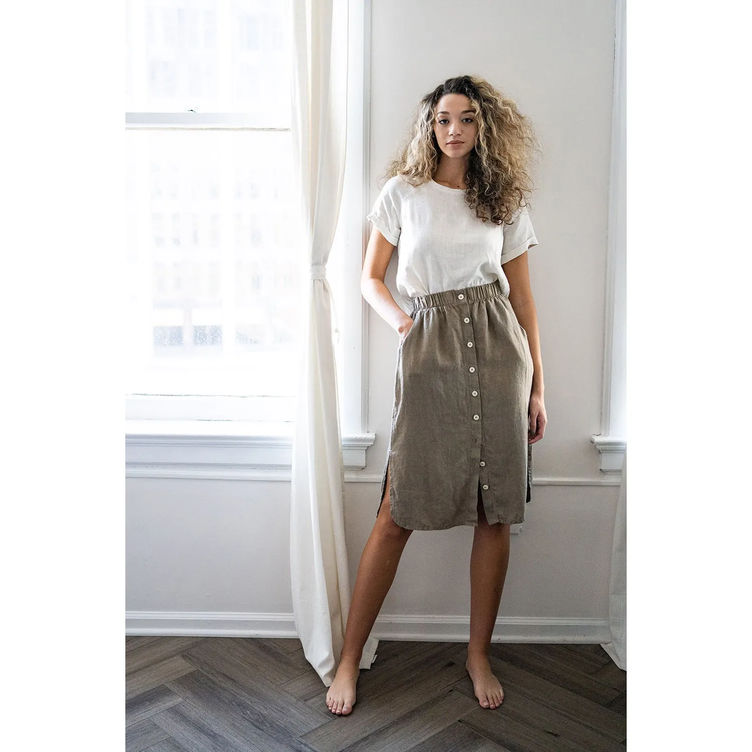 Button Front Skirt