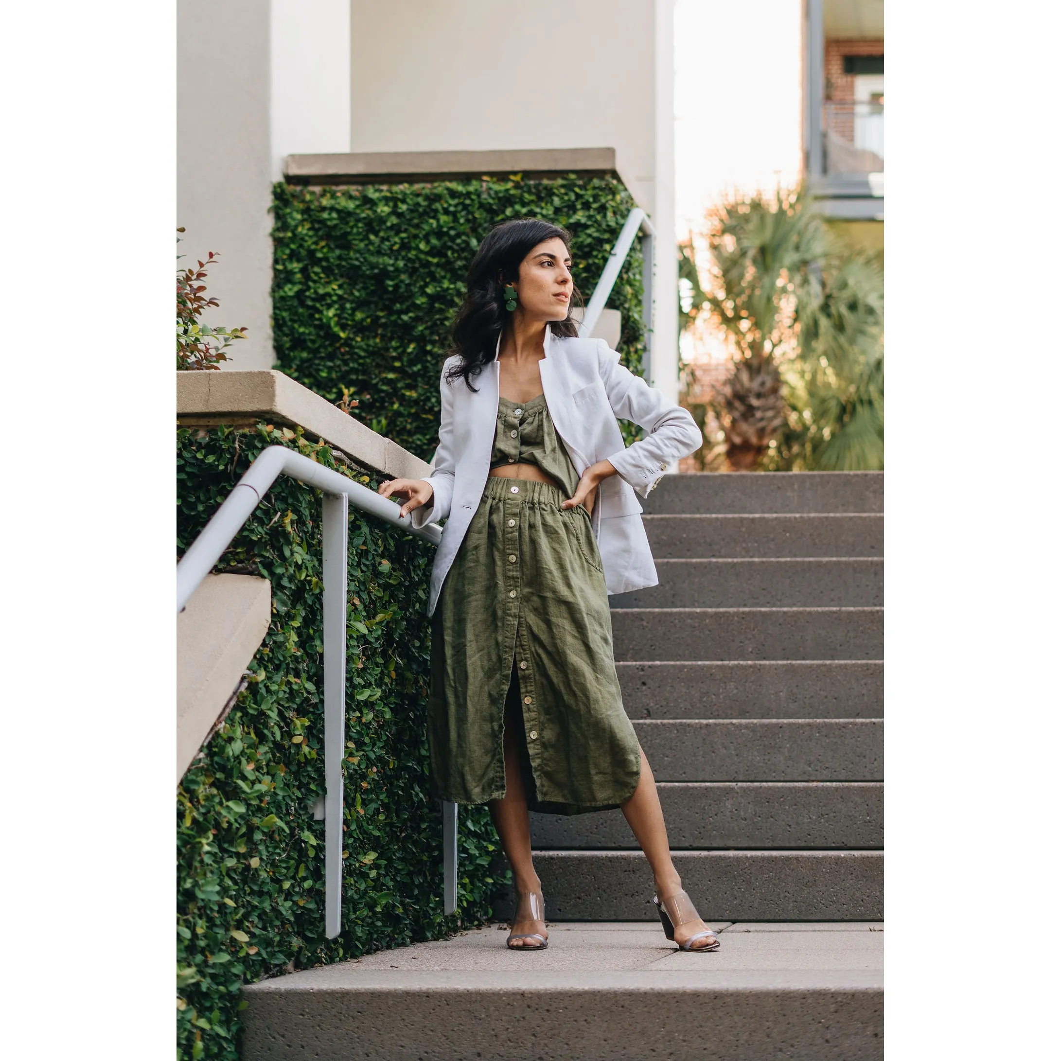 Button Front Skirt