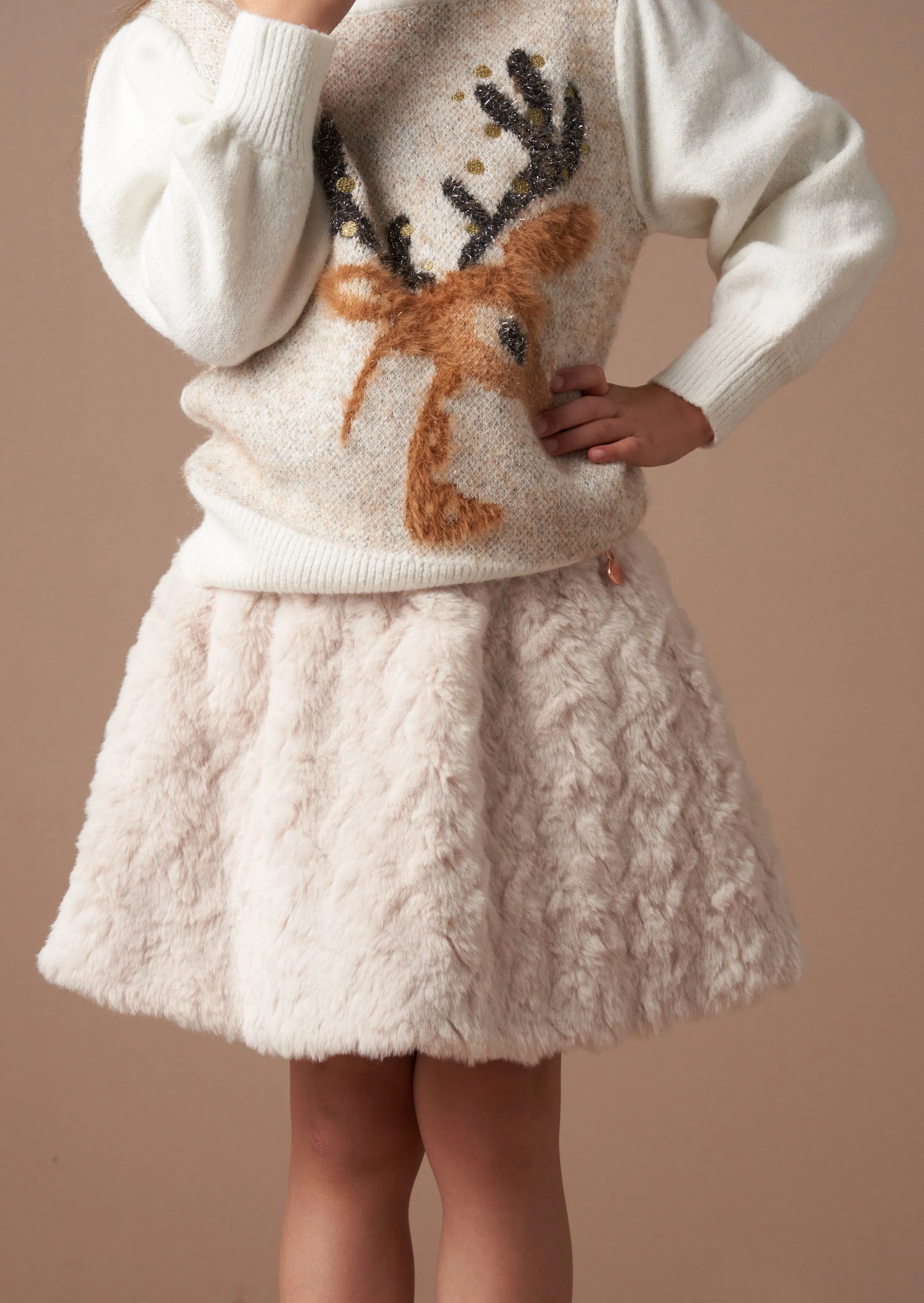 Cecile Taupe Fur Skirt