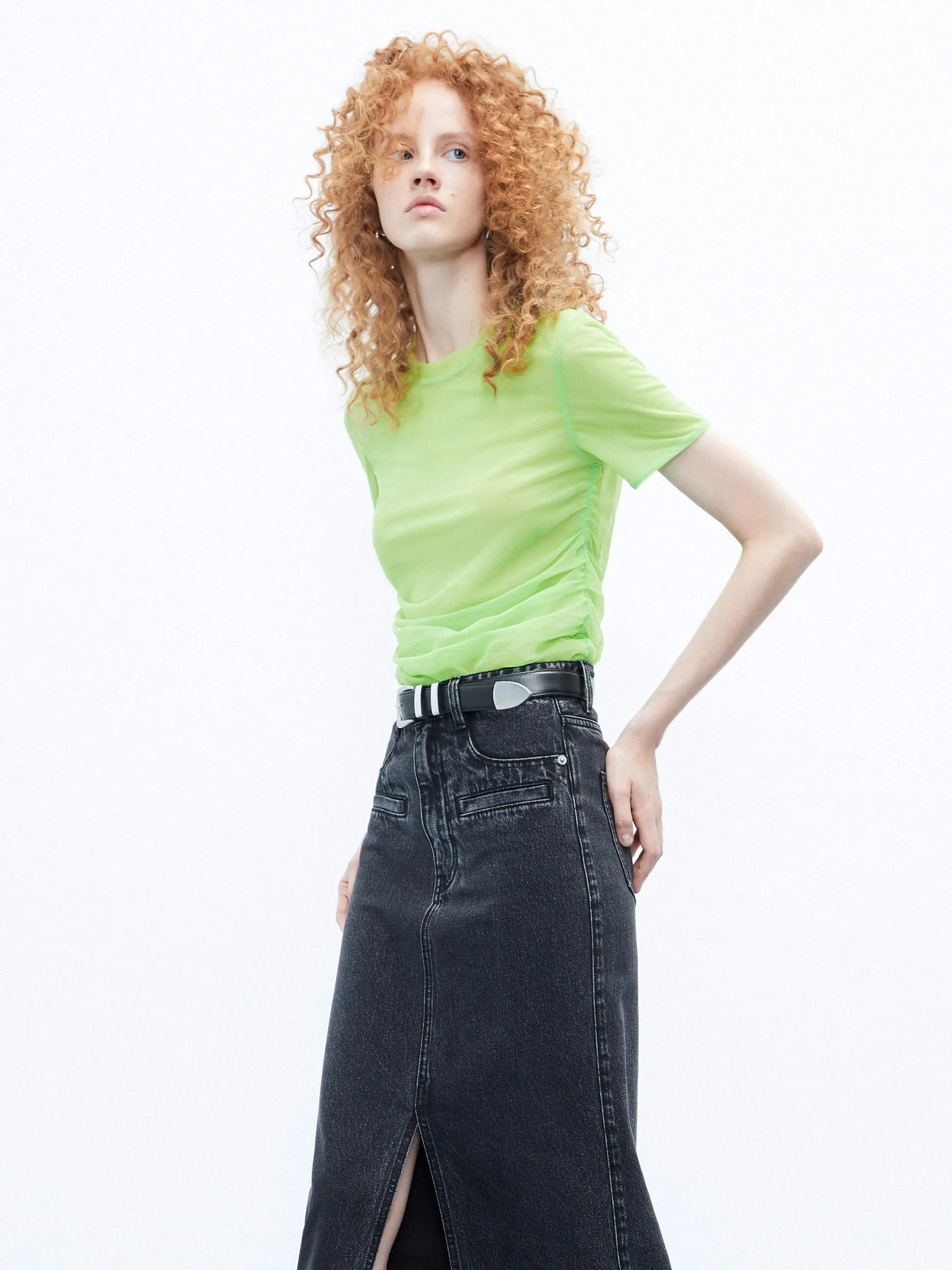 Chiffon Layered Pleated T-shirt