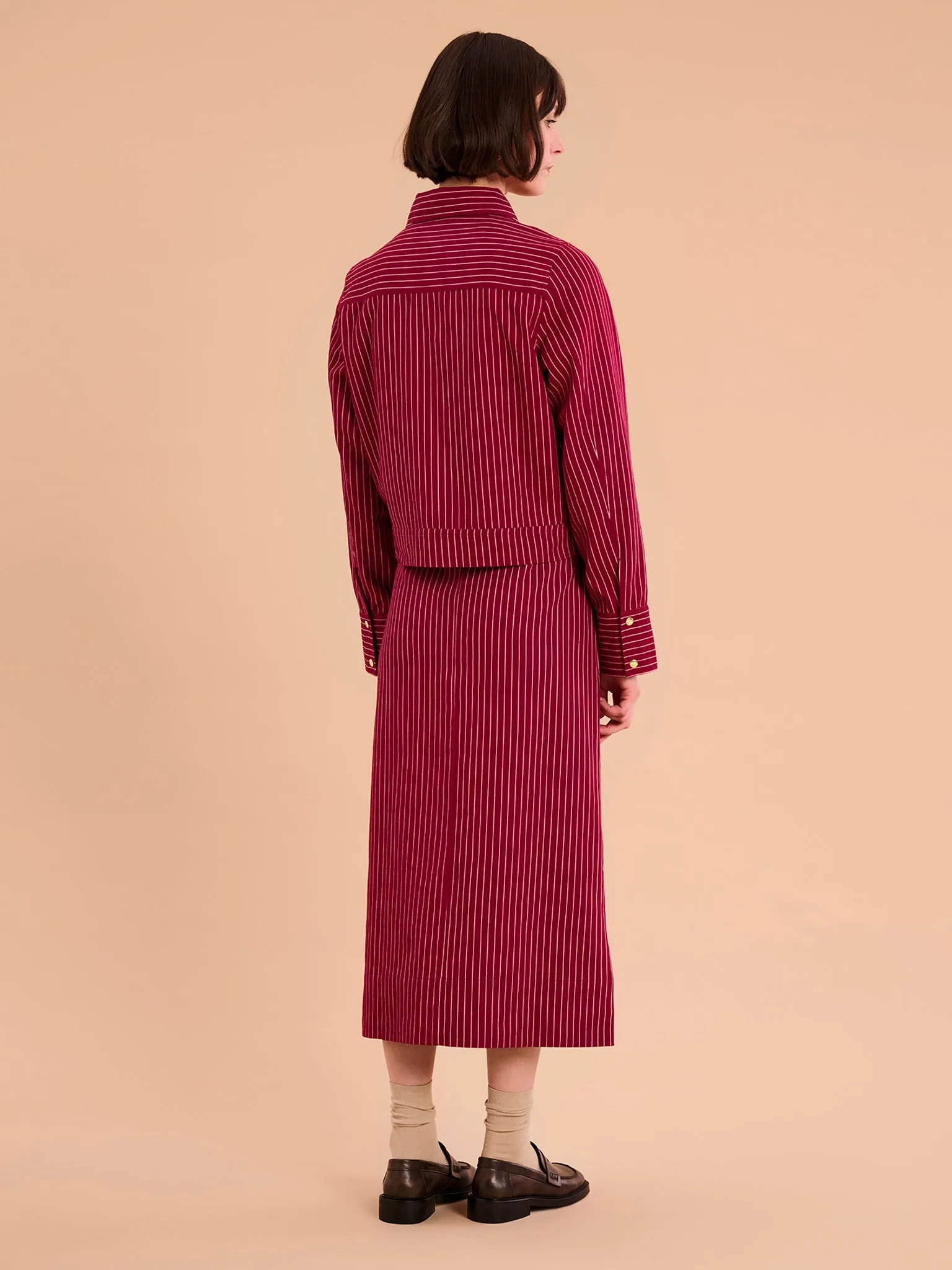 Cooper Jacket in Burgundy Pin Stripe