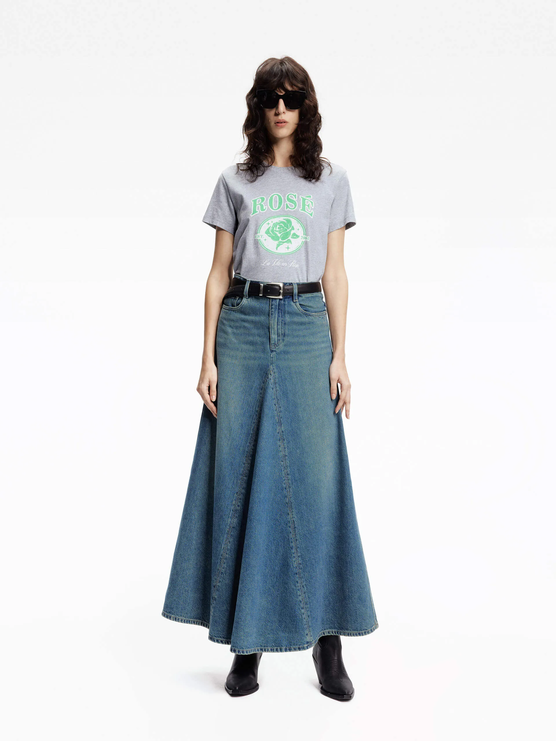 Cotton Rose Print T-shirt