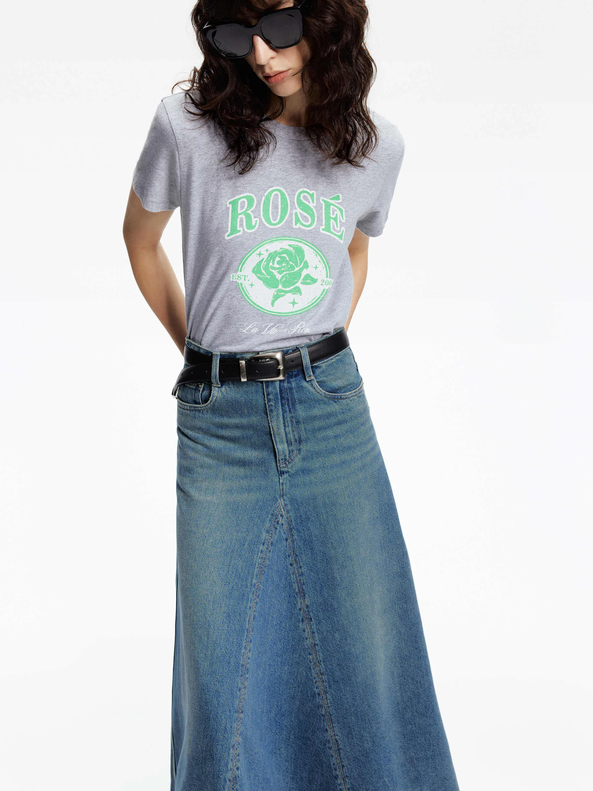 Cotton Rose Print T-shirt