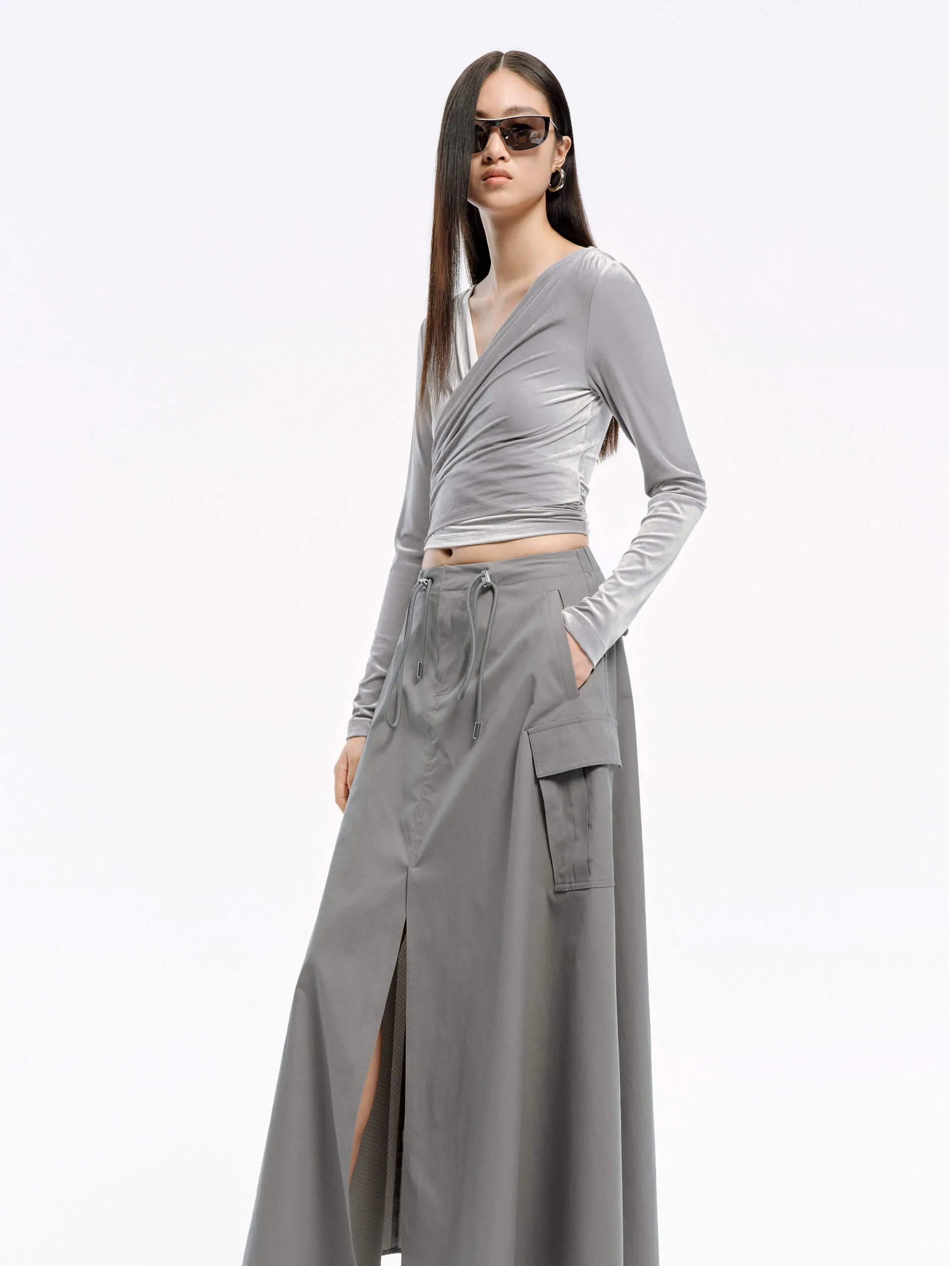 Cropped V-neck Top