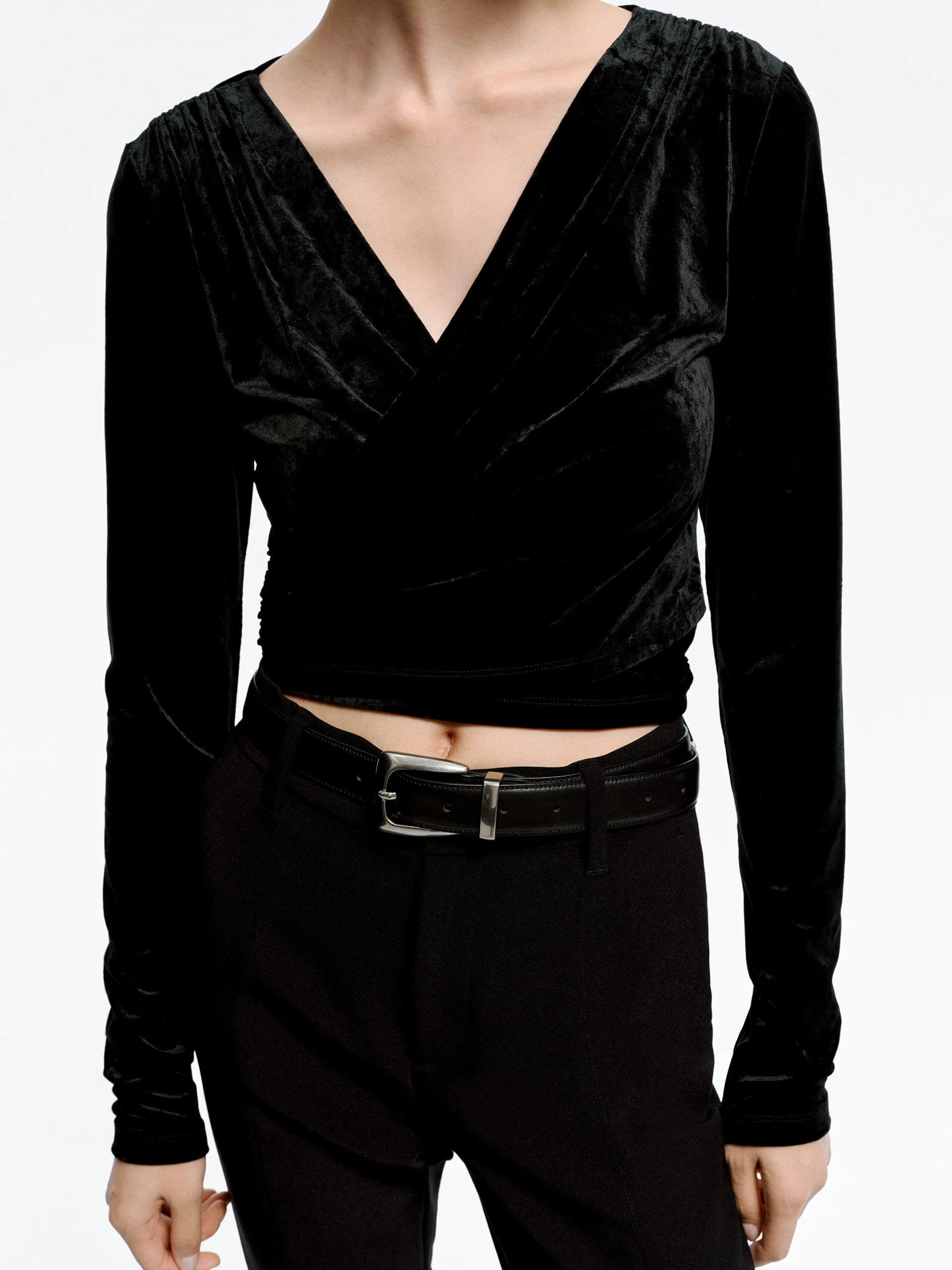 Cropped V-neck Top