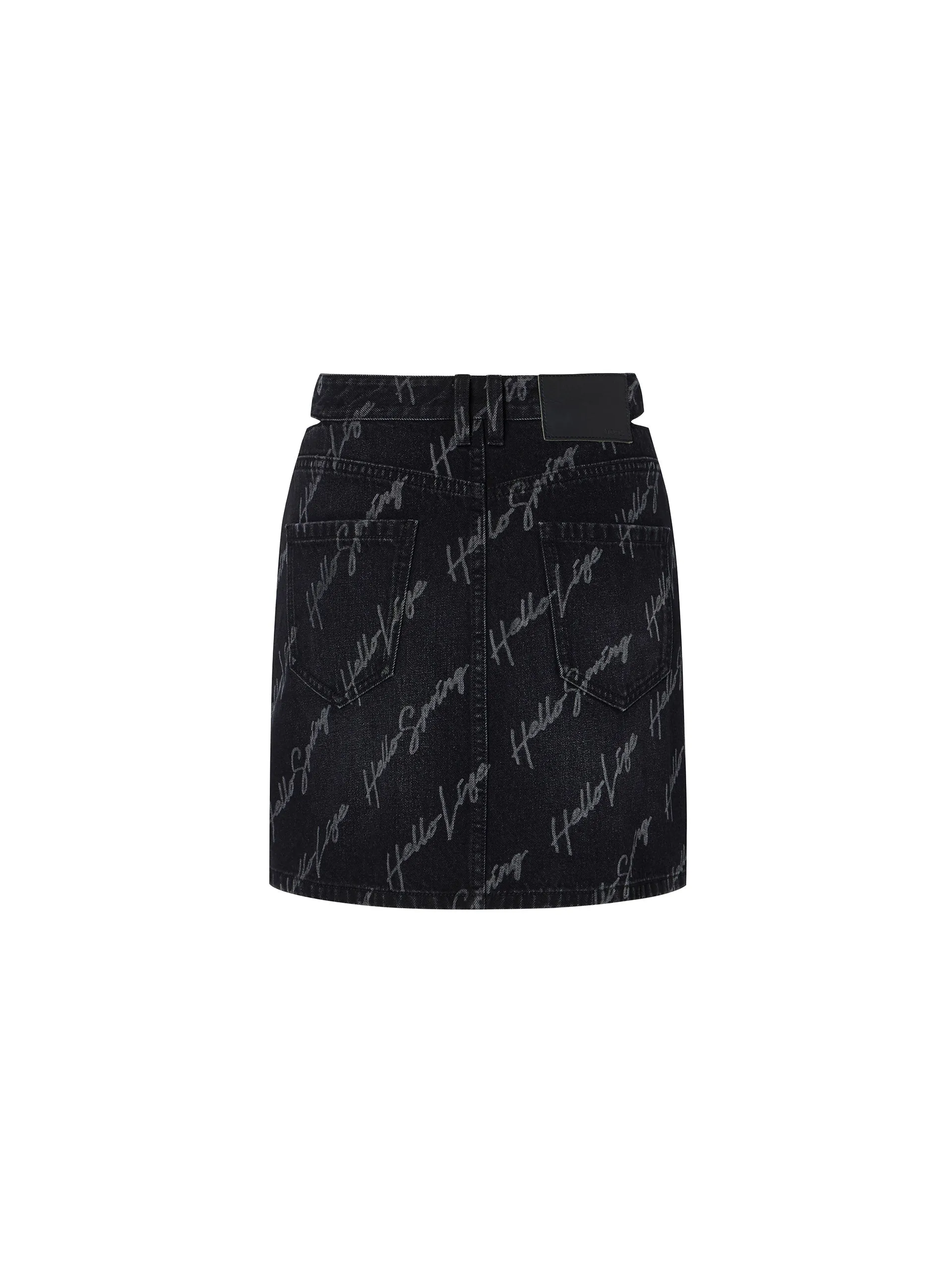 Deconstruct Letter Print Denim Skirt