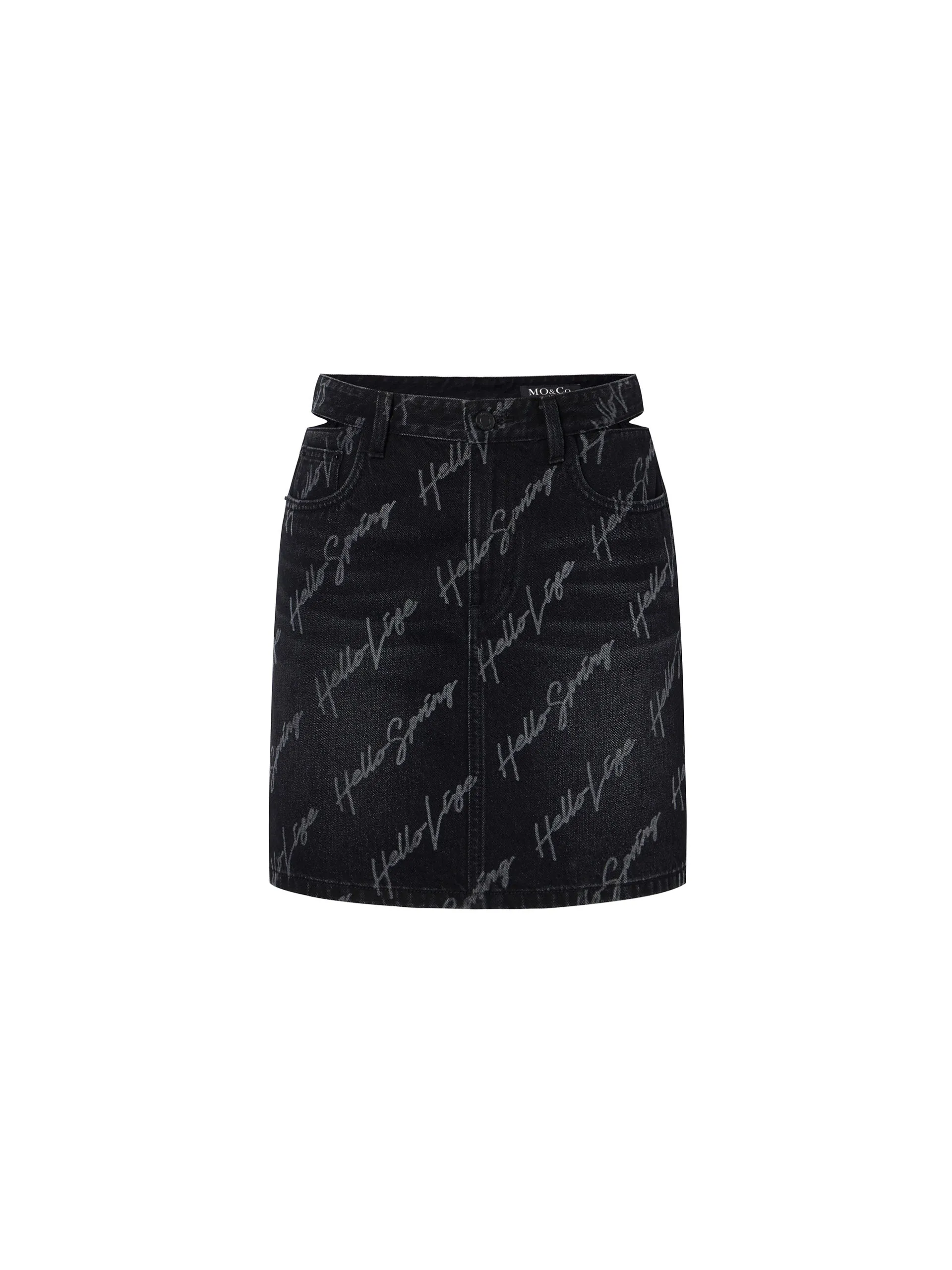Deconstruct Letter Print Denim Skirt