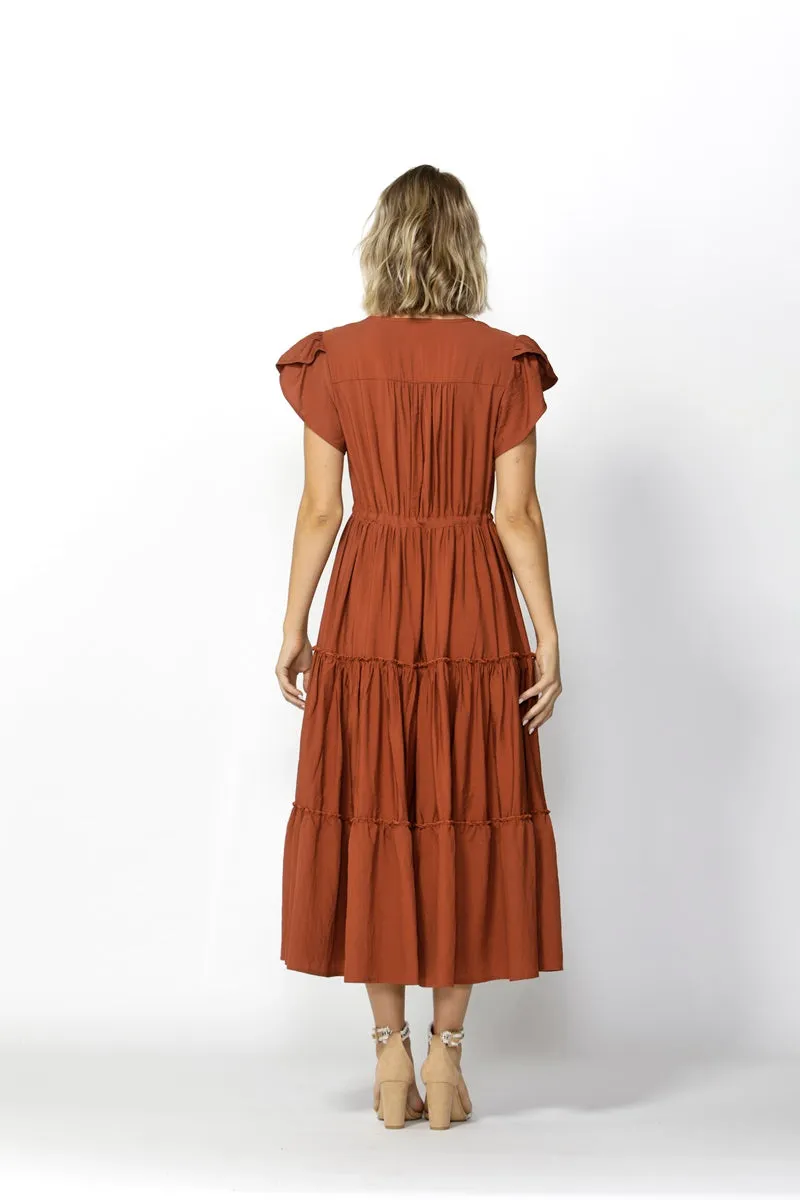 Fate   Becker - Love Game Maxi Dress - Warm Ginger