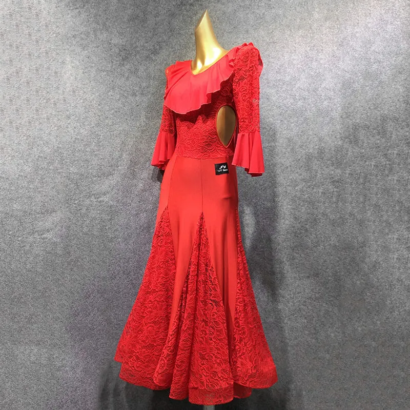 Fishtail Calf-Length Ballroom Dress with Lace