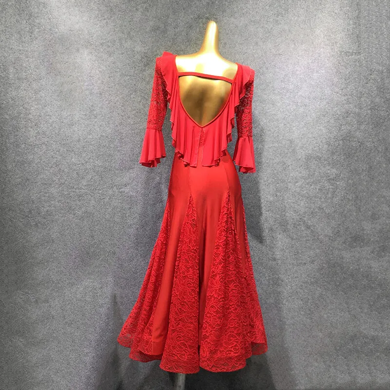 Fishtail Calf-Length Ballroom Dress with Lace