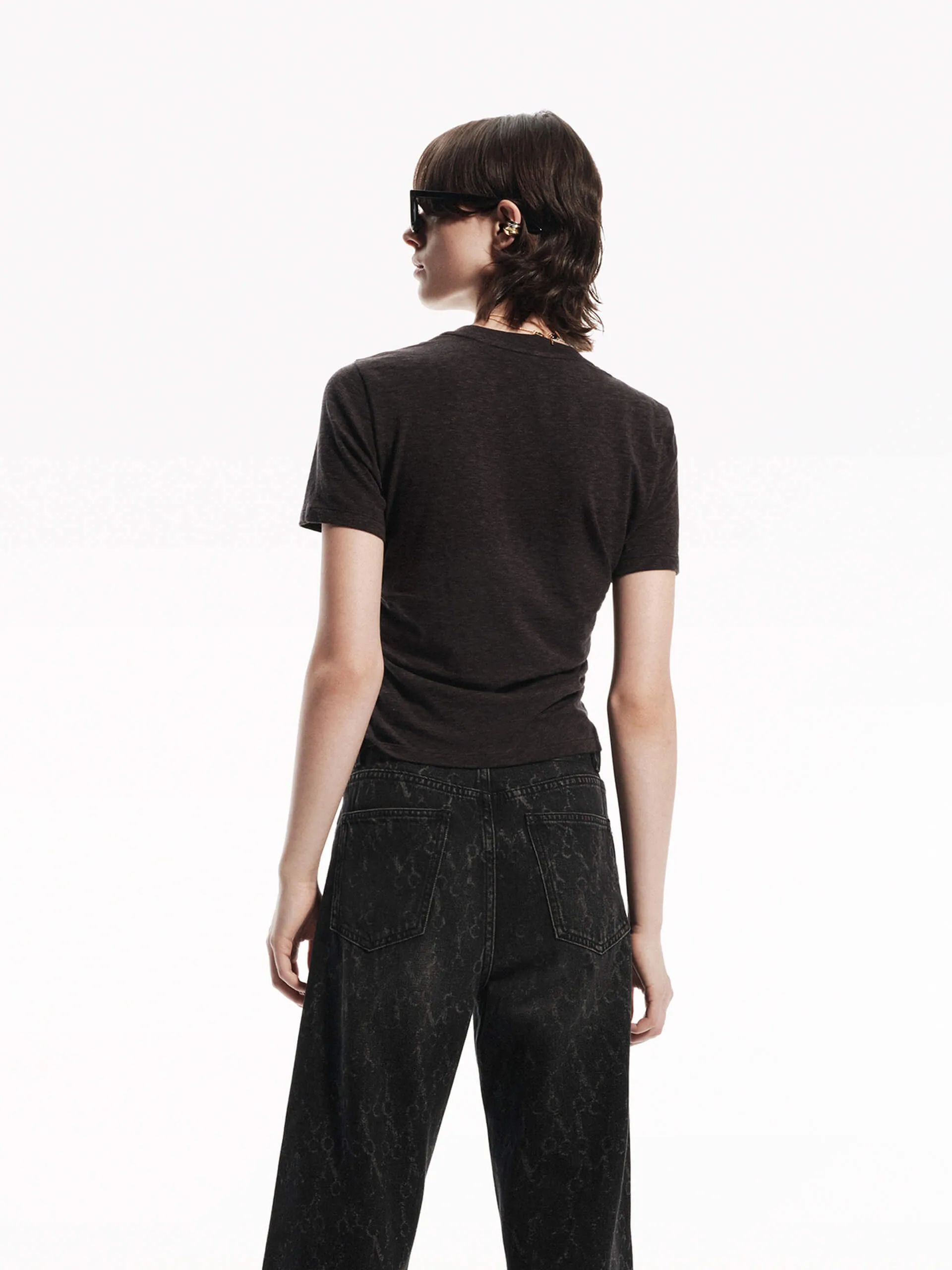 Fitted Side Pleated T-shirt