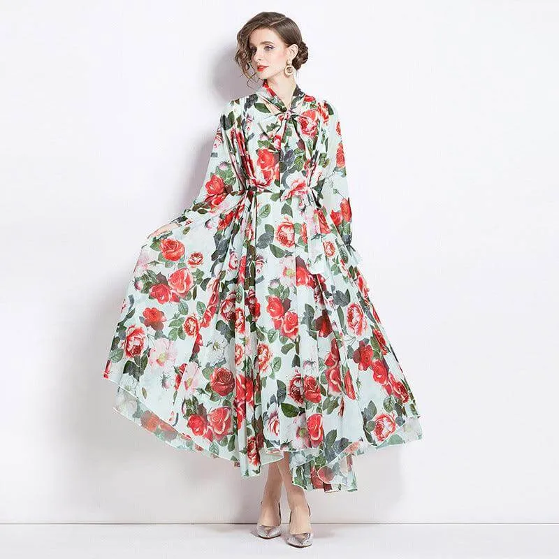 Floral Chiffon A-Line Dress for a Slimming Look