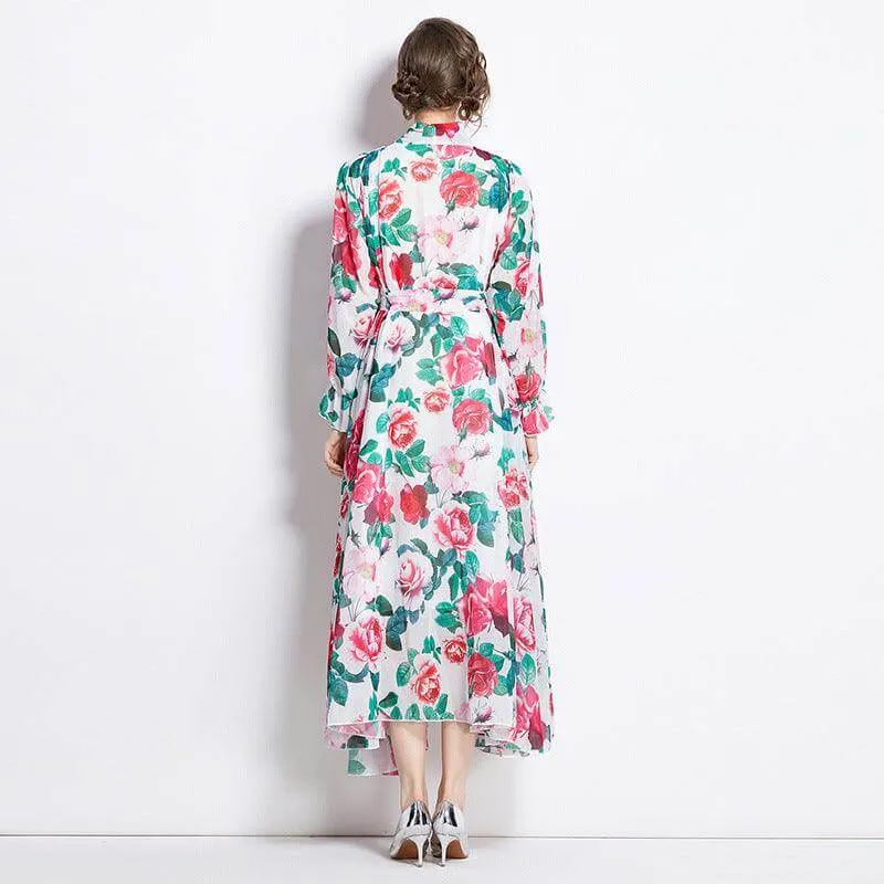 Floral Chiffon A-Line Dress for a Slimming Look