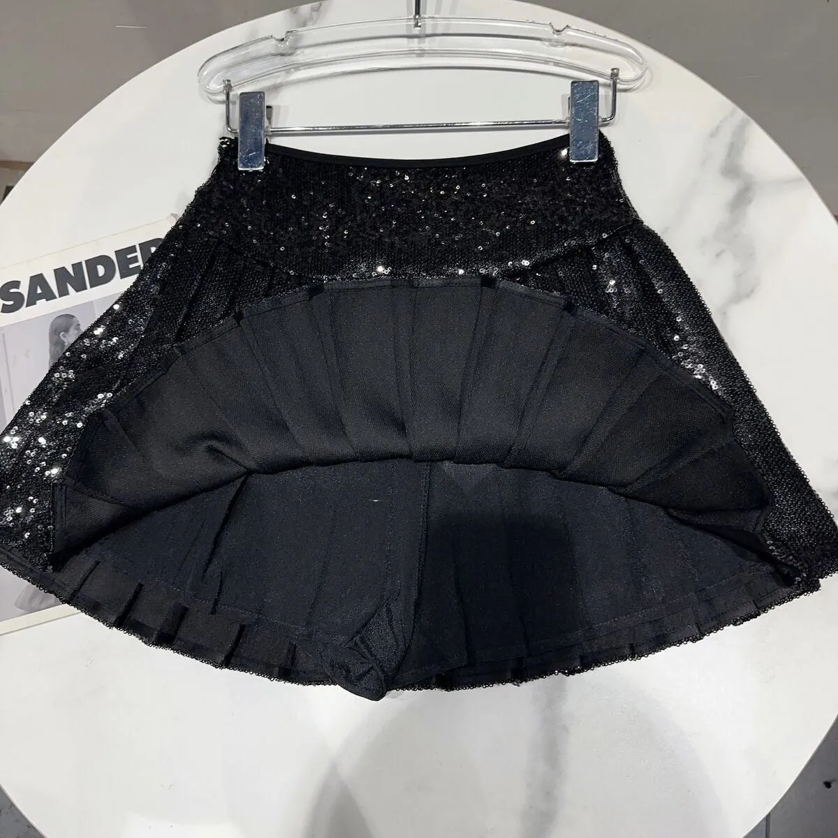 Girls Black Sequins Party Skirt