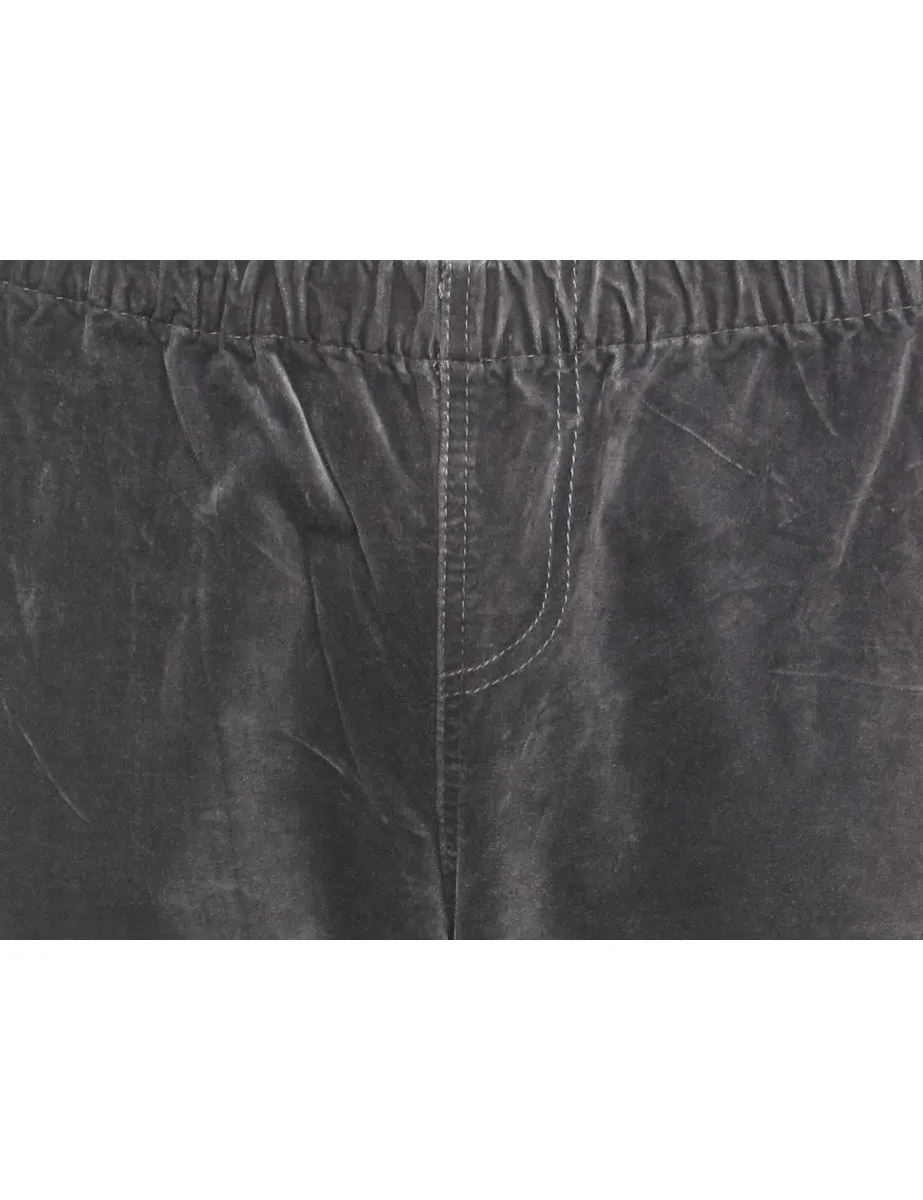 Grey Tapered Velvet Trousers - W30 L26