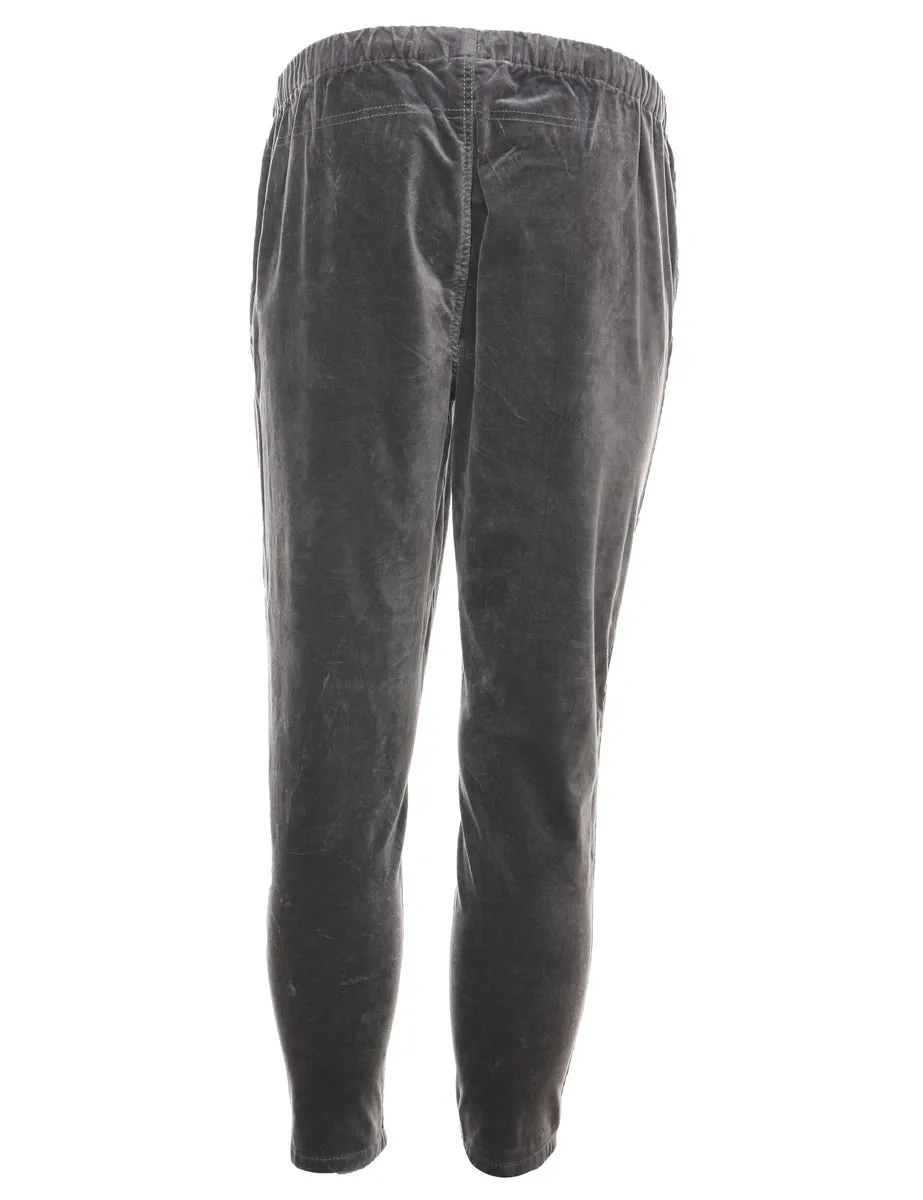 Grey Tapered Velvet Trousers - W30 L26