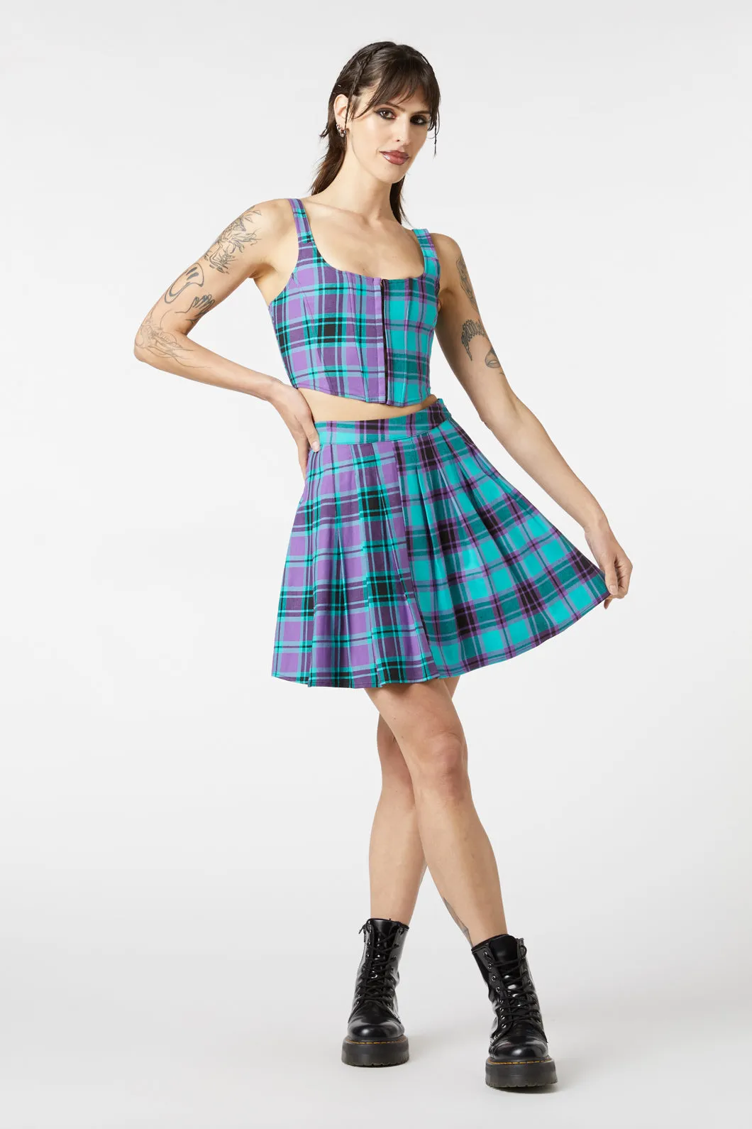 Grinning Tartan Pleated Skirt
