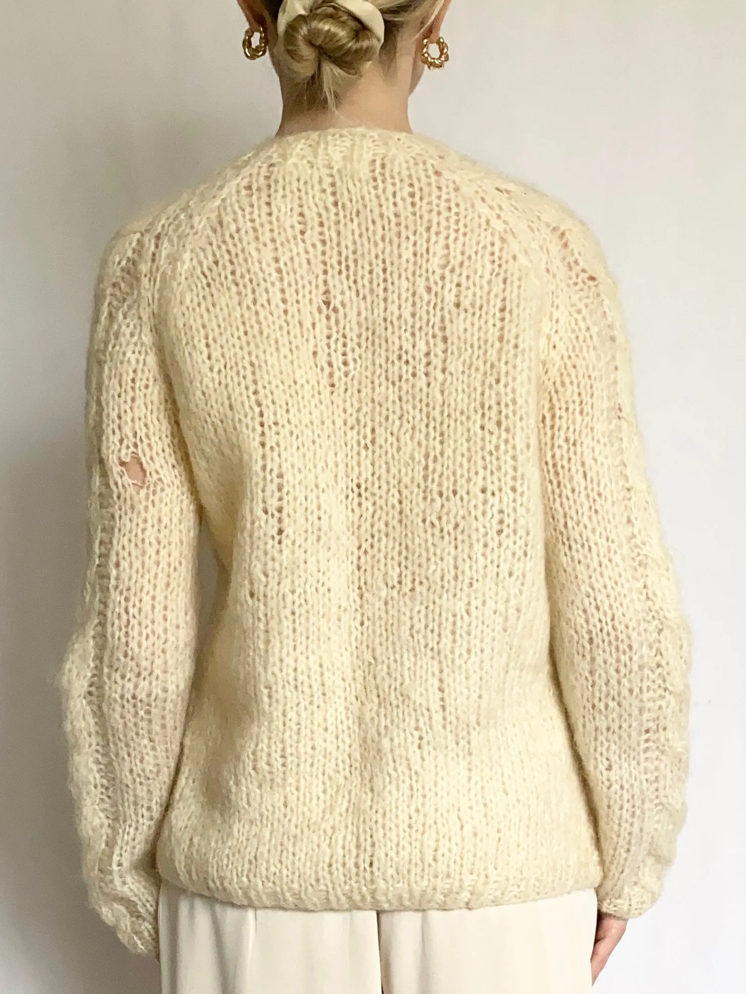 Hand Made Italian Mohair Cardigan Sweater (S)