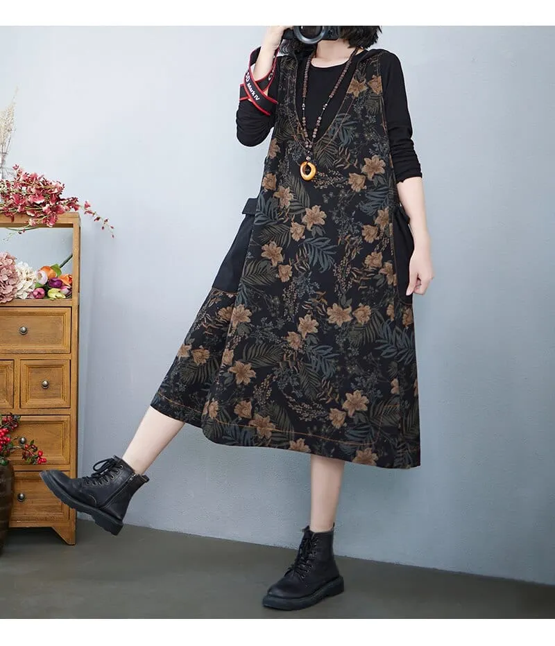 Hooded Floral Overall Dress