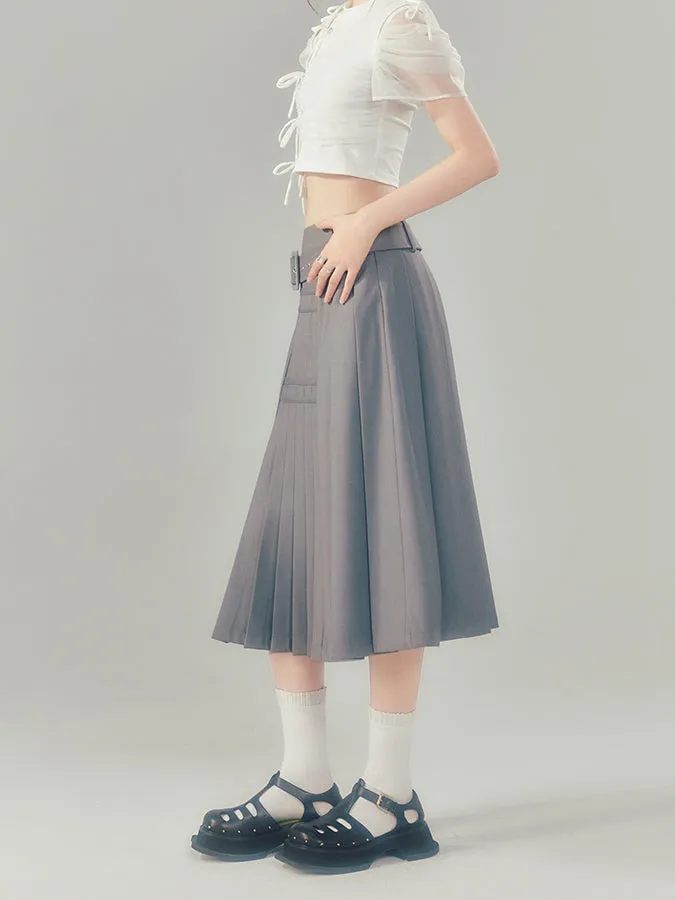 Irregular High Waist Pleated Long Skirt