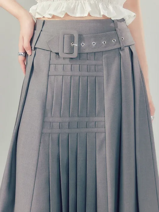 Irregular High Waist Pleated Long Skirt