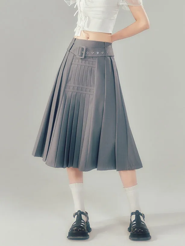 Irregular High Waist Pleated Long Skirt