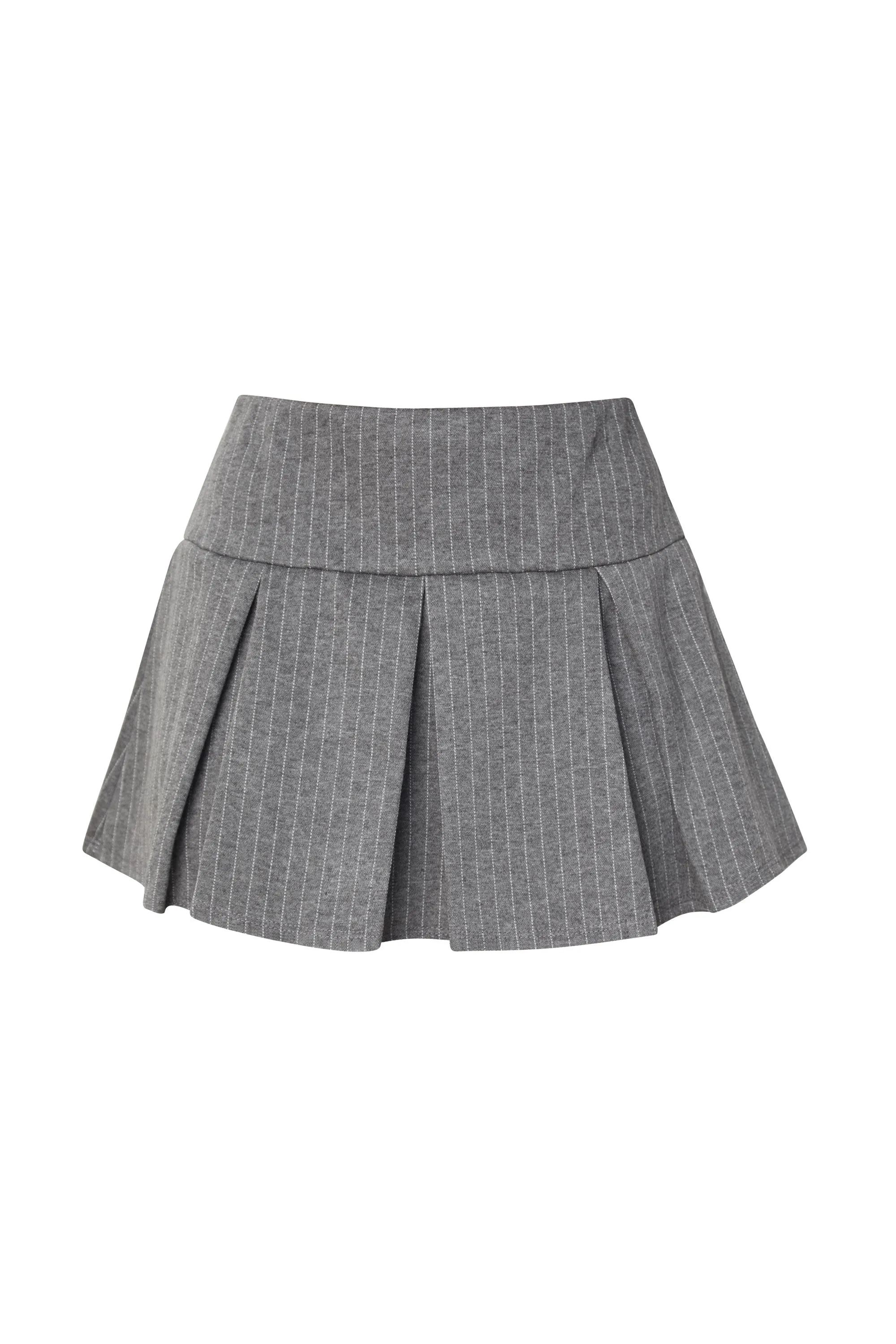Klara Grey Pleated Stripe Skort