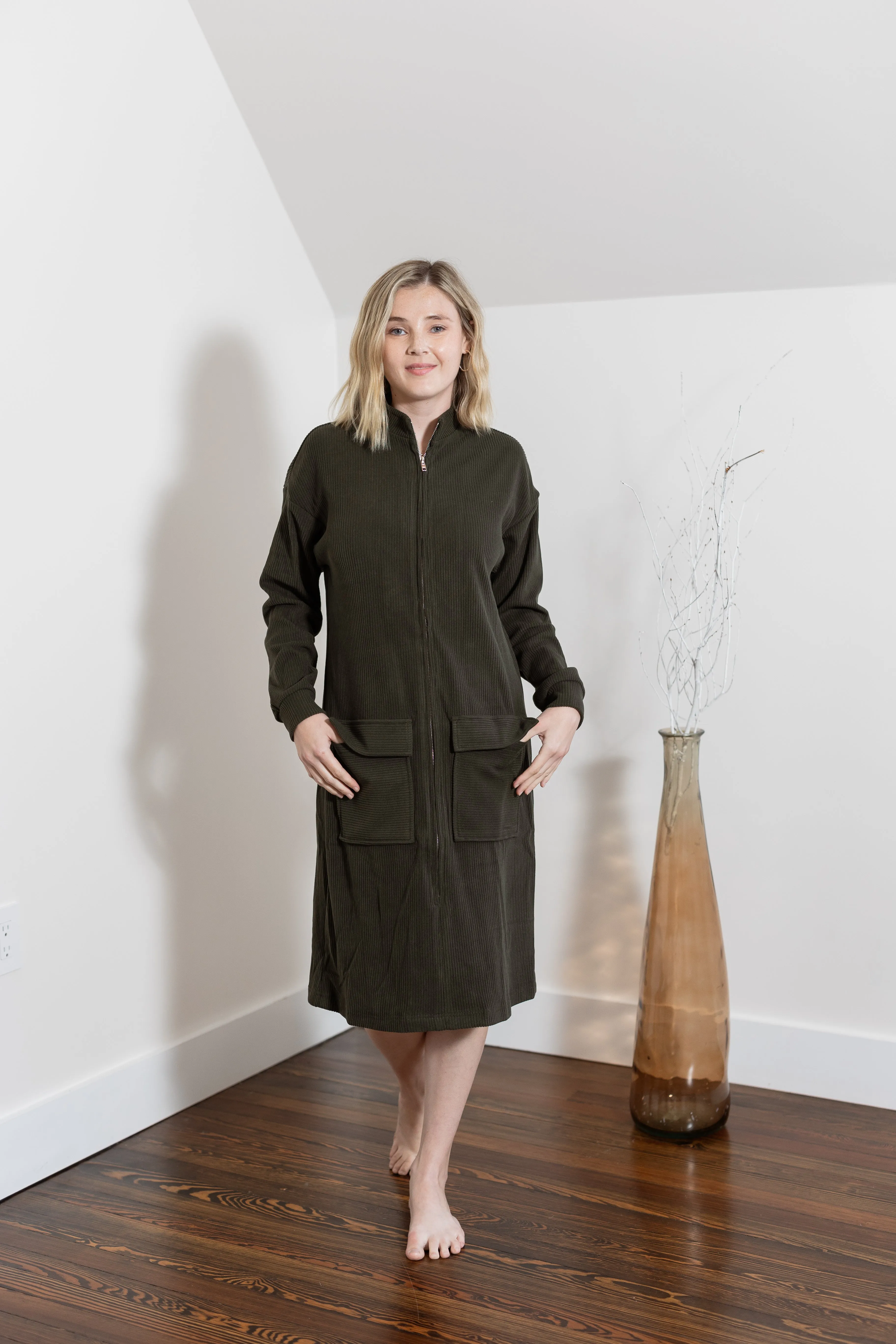 Knit zipper Green Dress