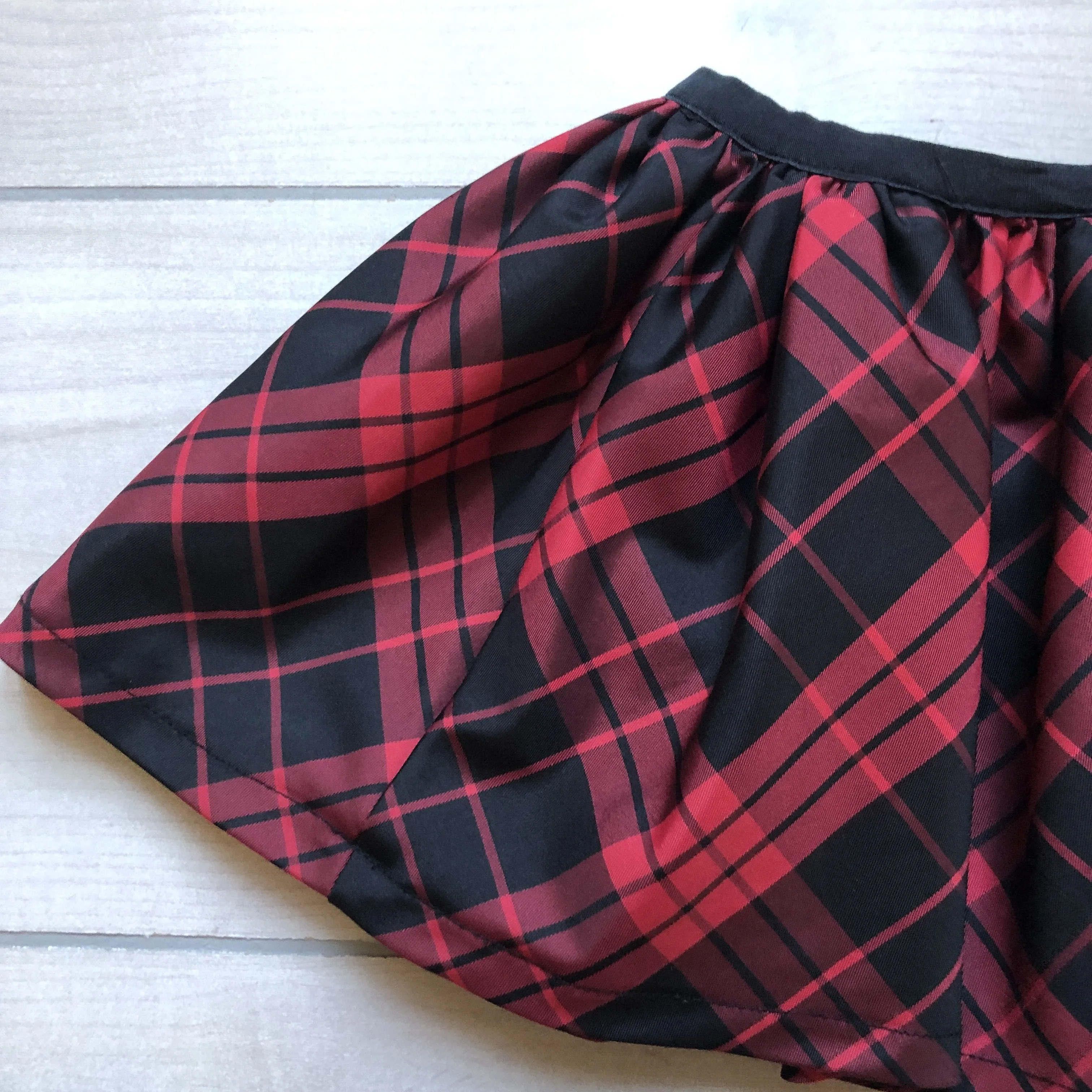 Koala Kids Red Black Plaid Elastic Waist Skirt