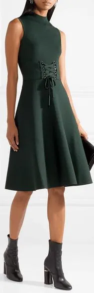 Lace-up Stretch Knit Dress