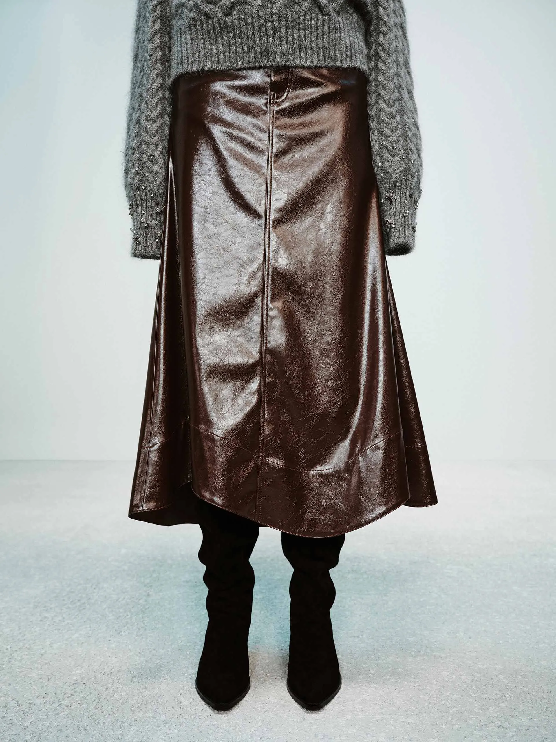 Leather A-line Cut Skirt