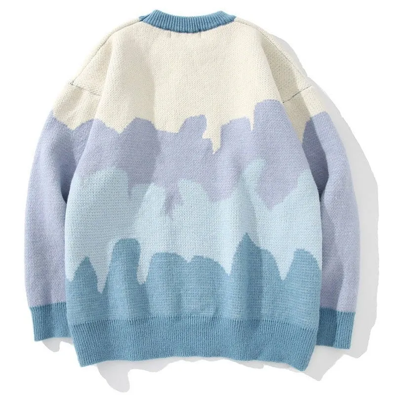 LEMANDIK Contrasting Color Crew Neck Sweater